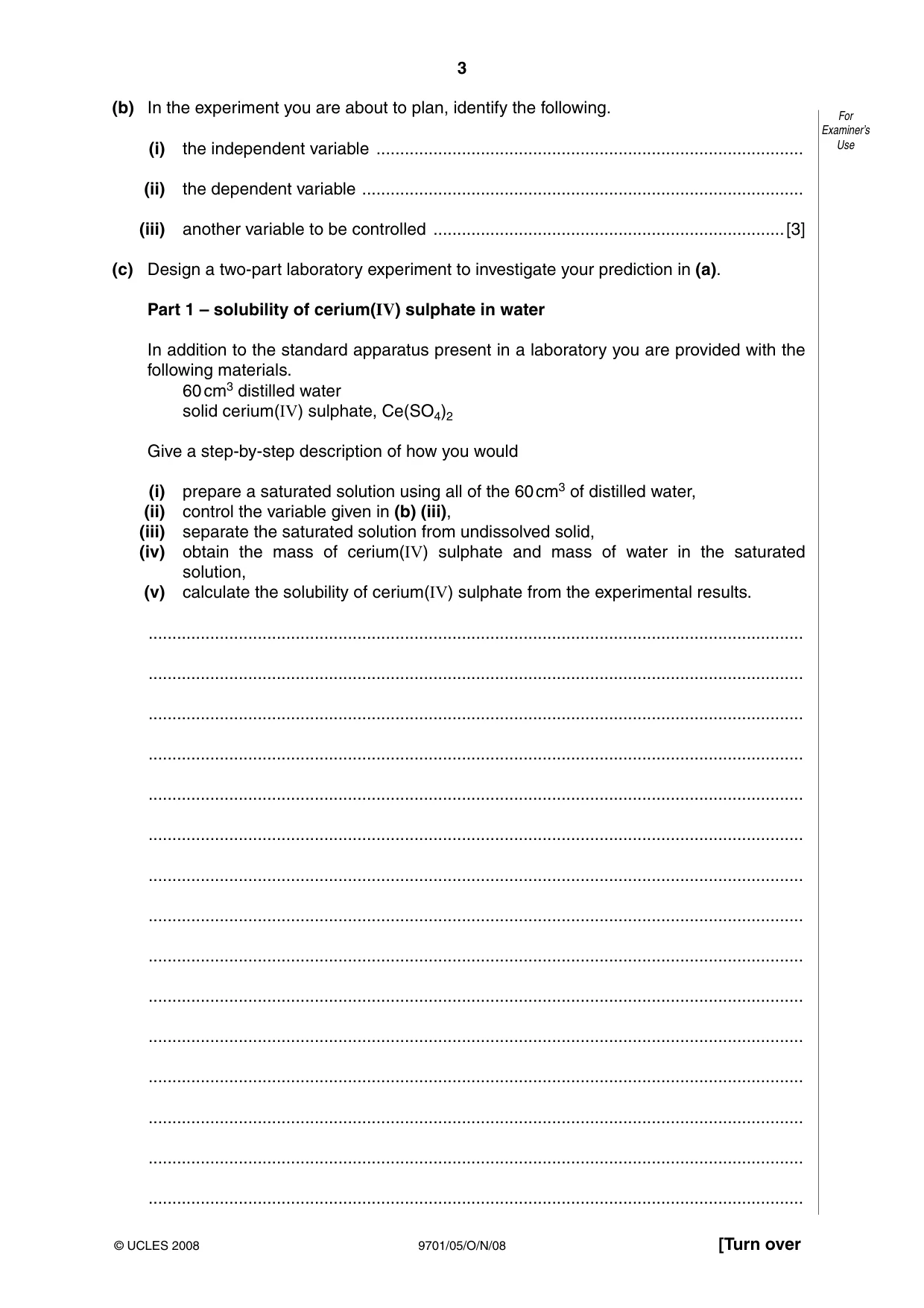 Cambridge A Level Chemistry 9701 2008 Oct/Nov Paper 5 · Variant 1 question paper, page 3 of 12