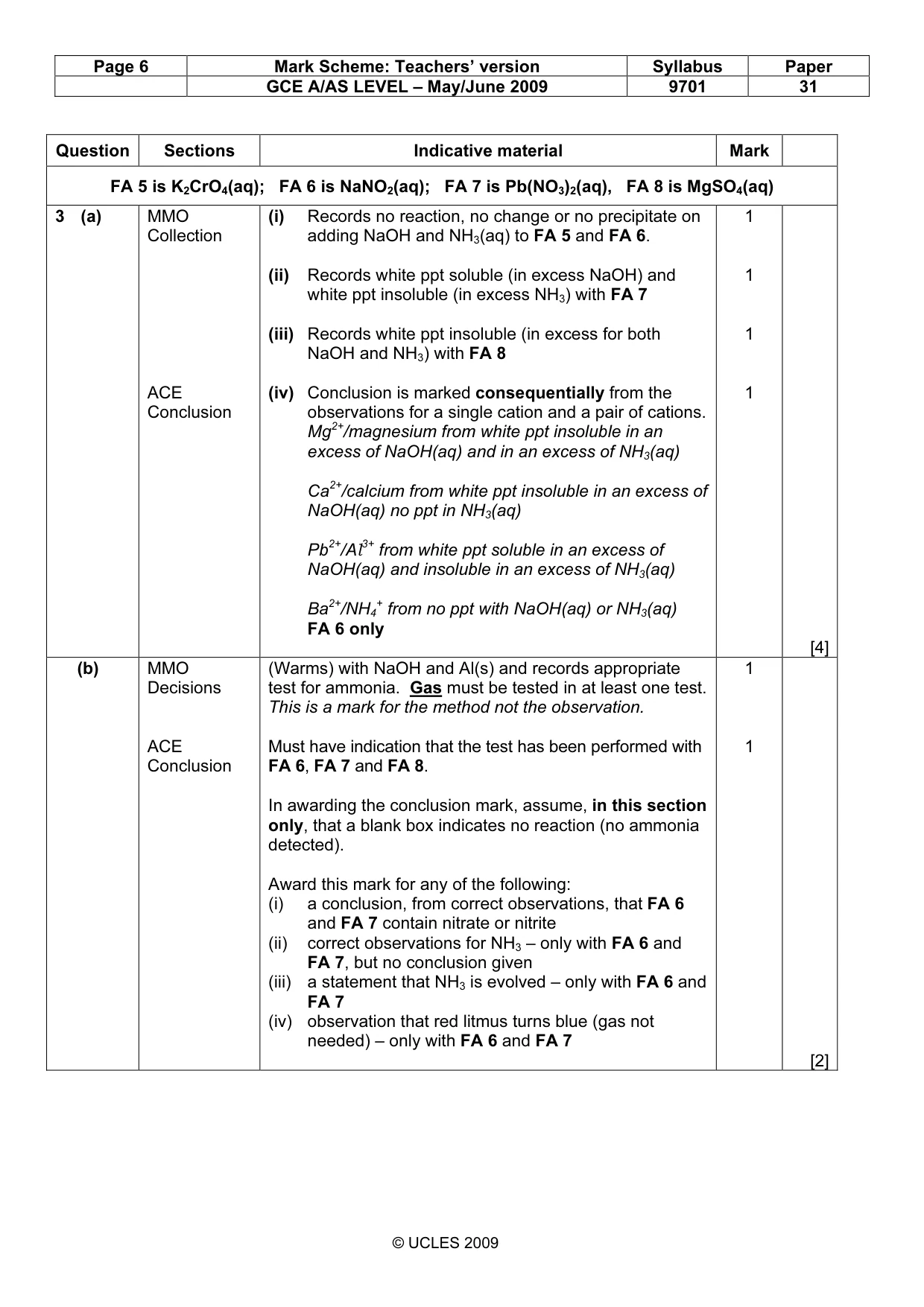Mark scheme, page 6 of 7
