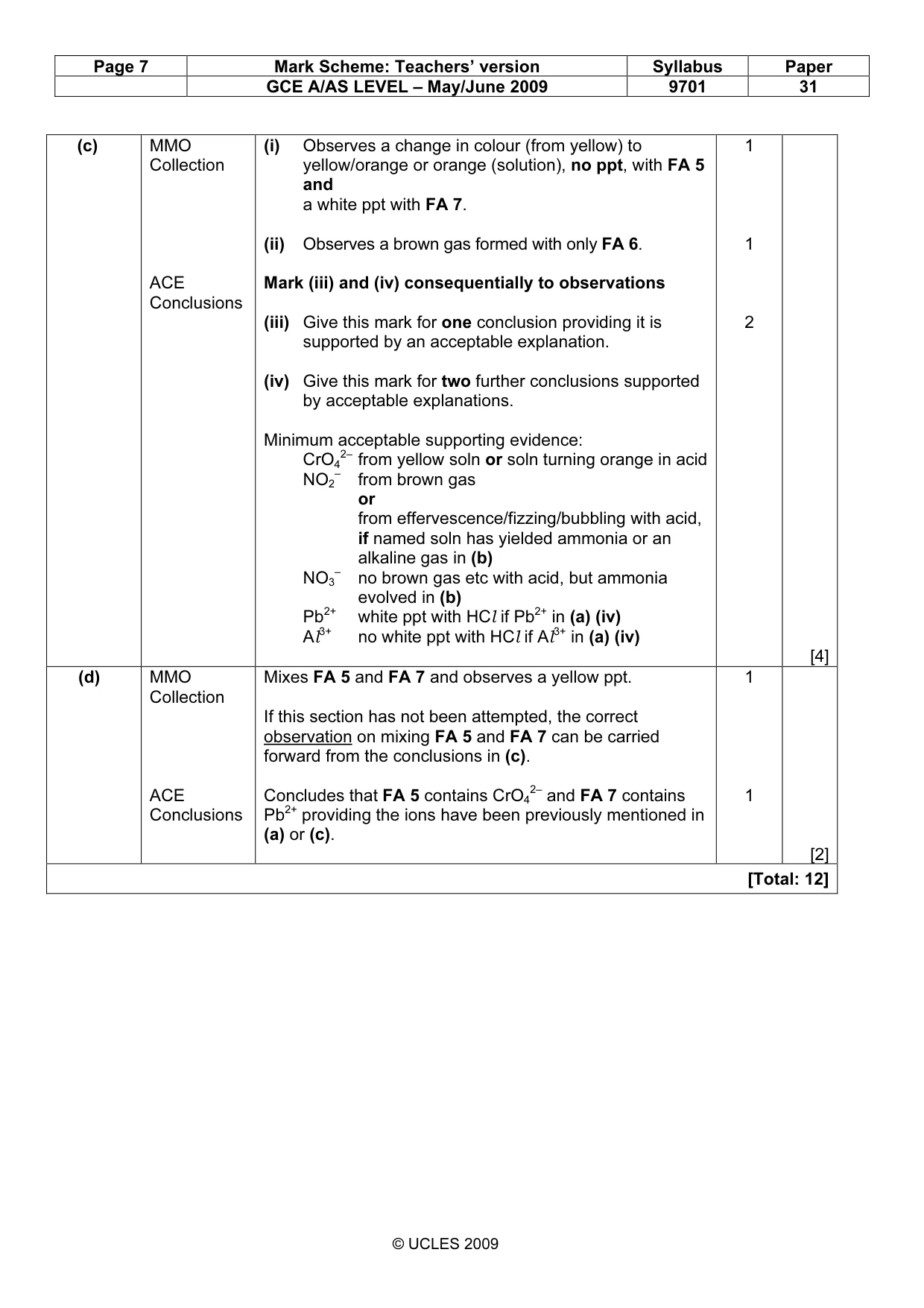 Mark scheme, page 7 of 7