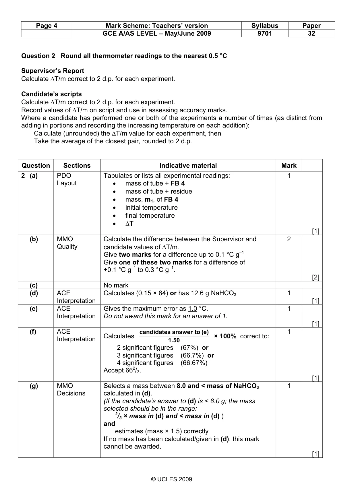 Mark scheme, page 4 of 8