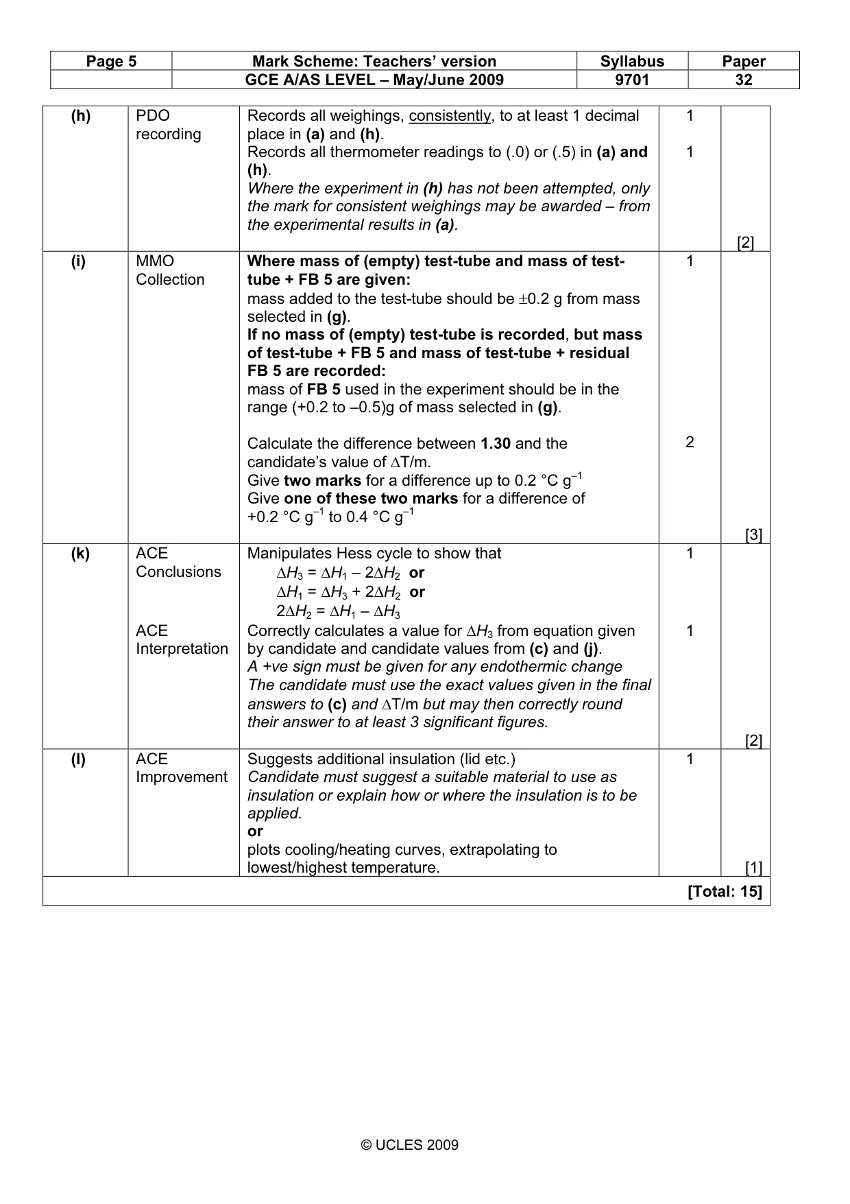 Mark scheme, page 5 of 8