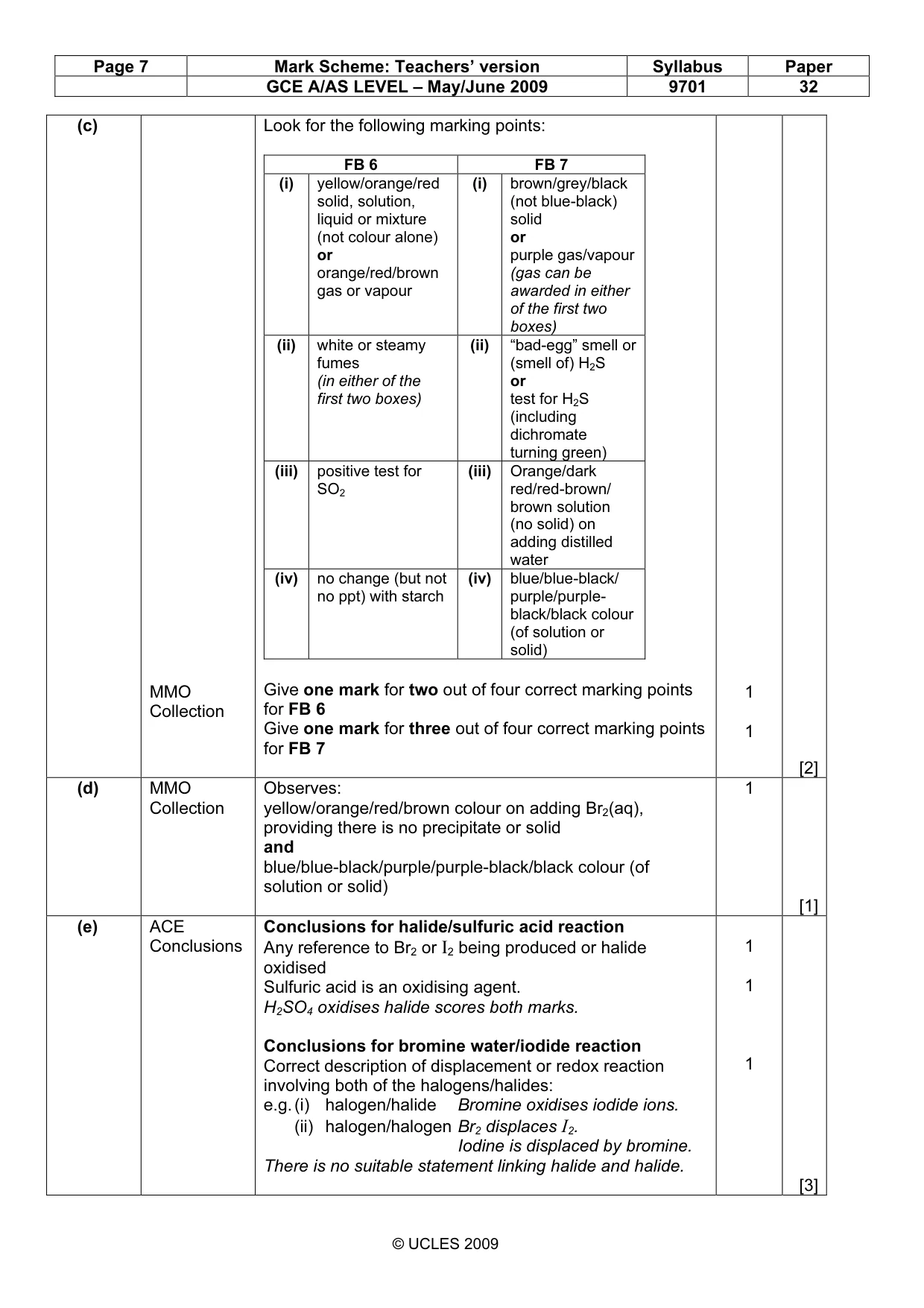 Mark scheme, page 7 of 8