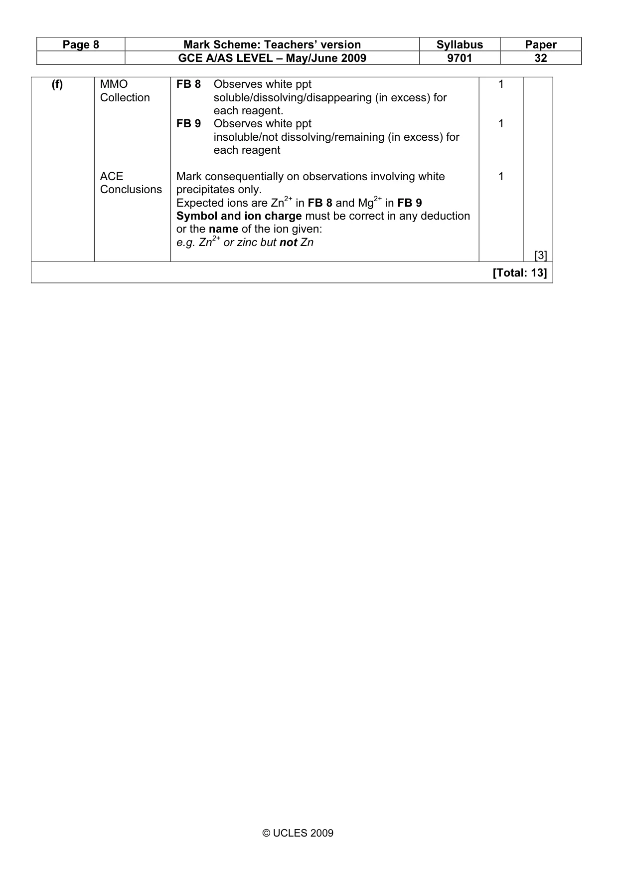 Mark scheme, page 8 of 8