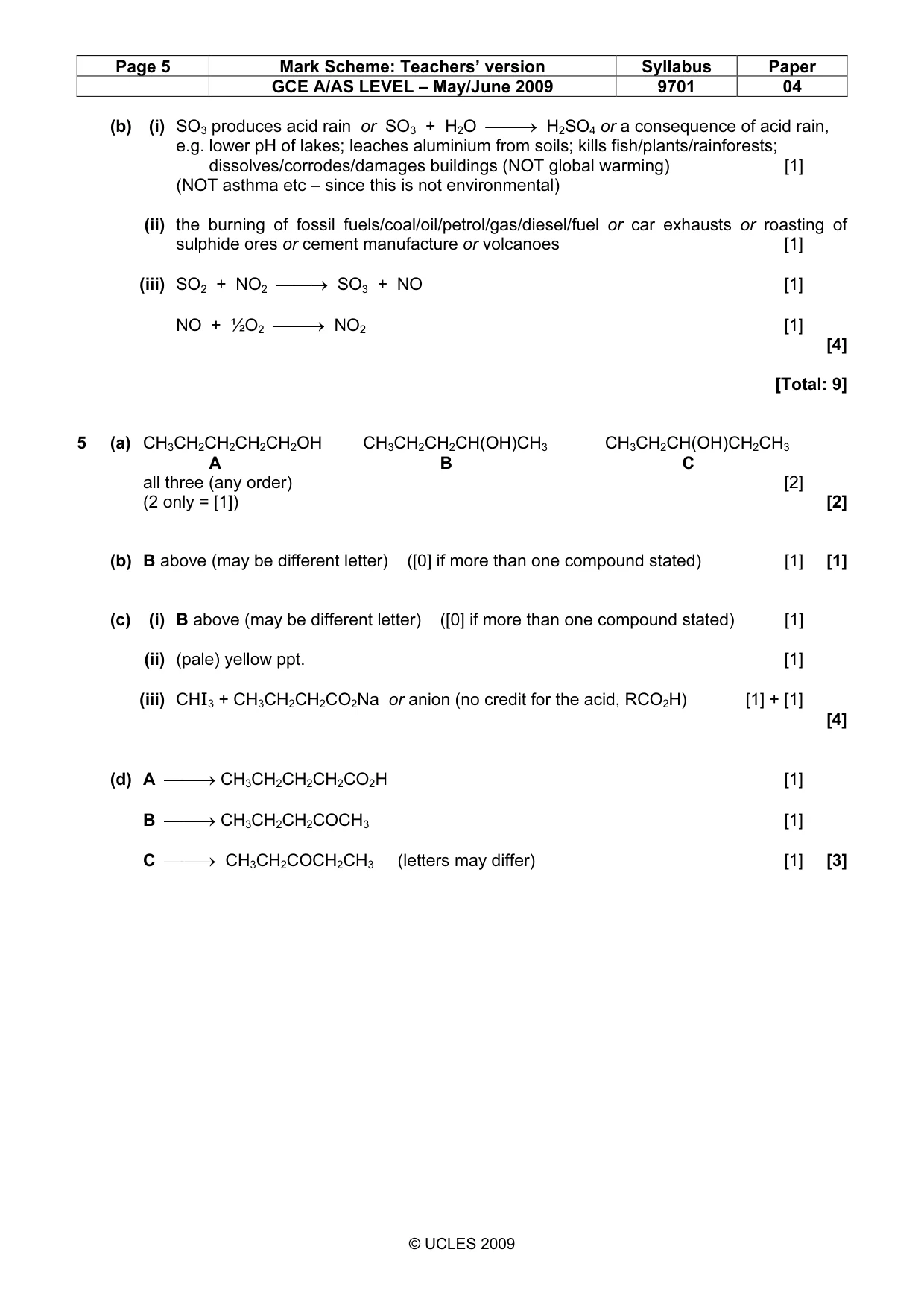 Mark scheme, page 5 of 10