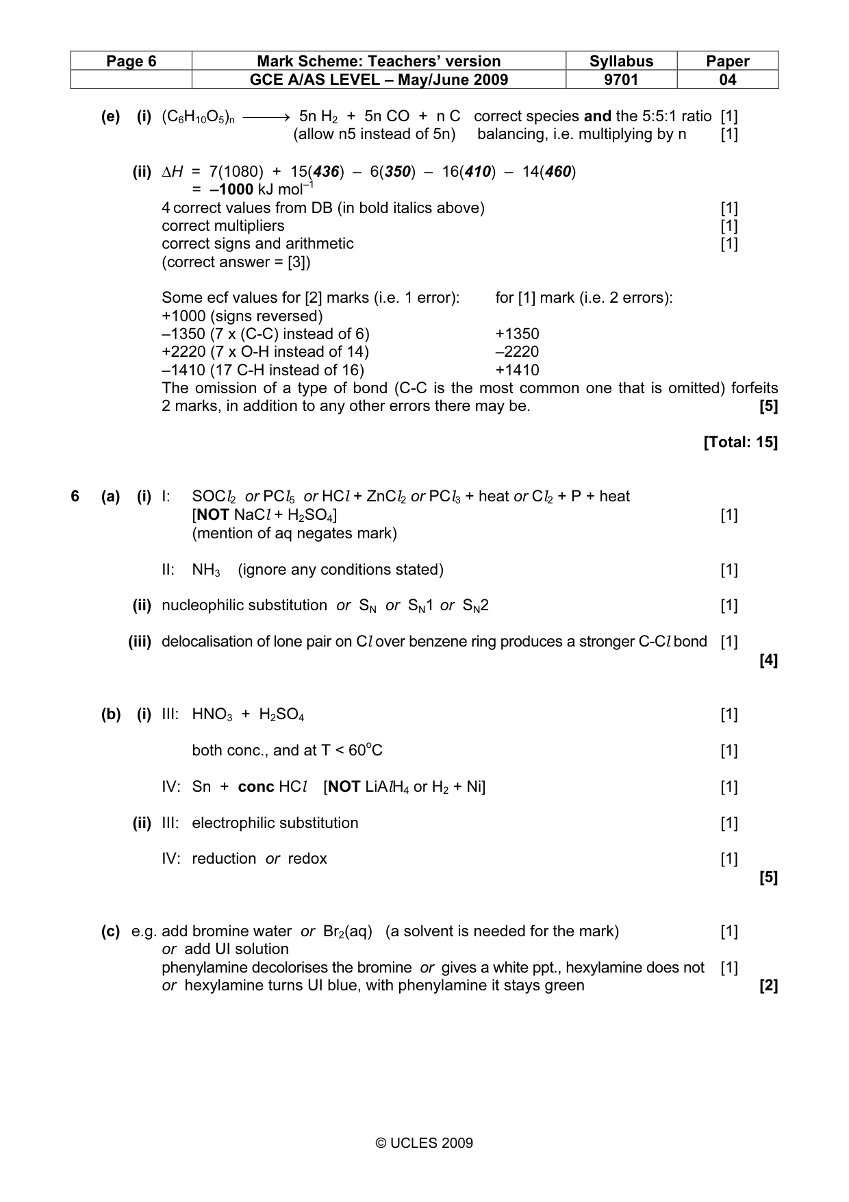 Mark scheme, page 6 of 10