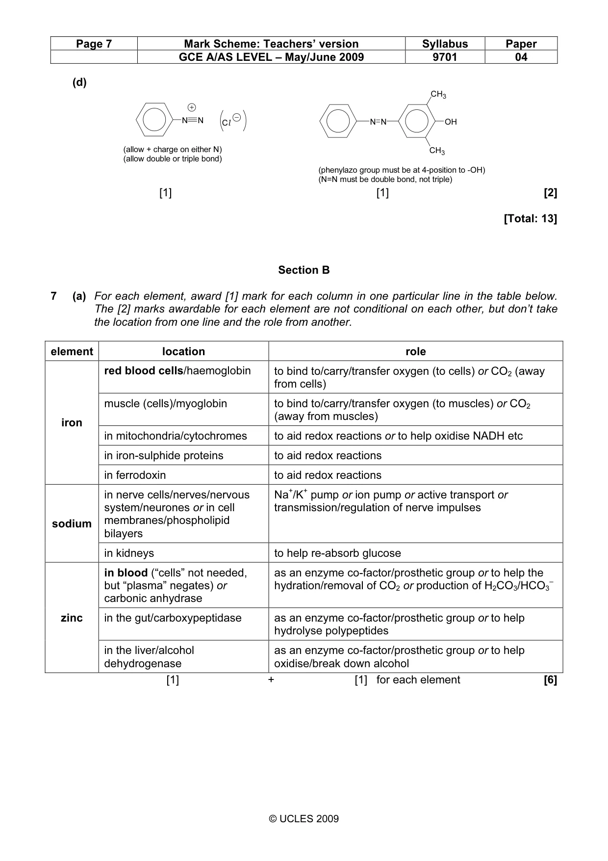 Mark scheme, page 7 of 10