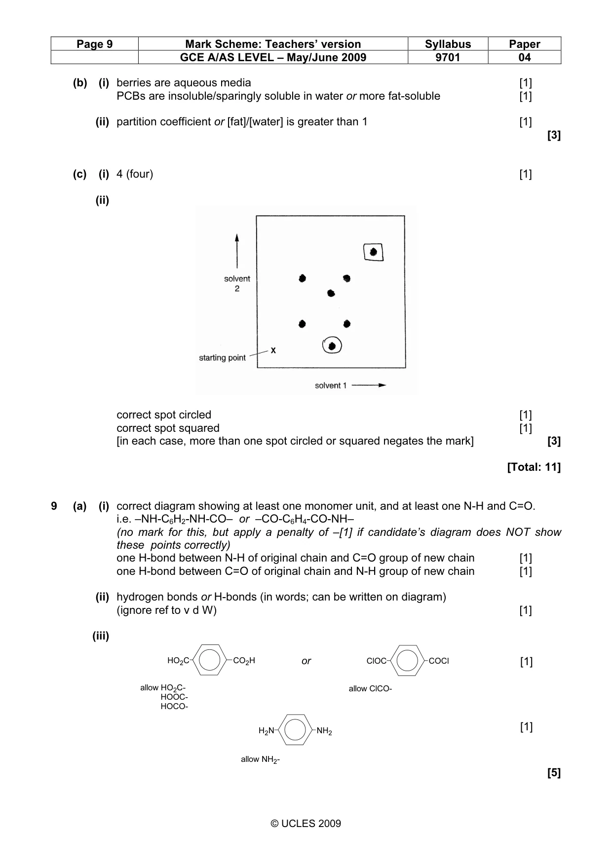Mark scheme, page 9 of 10