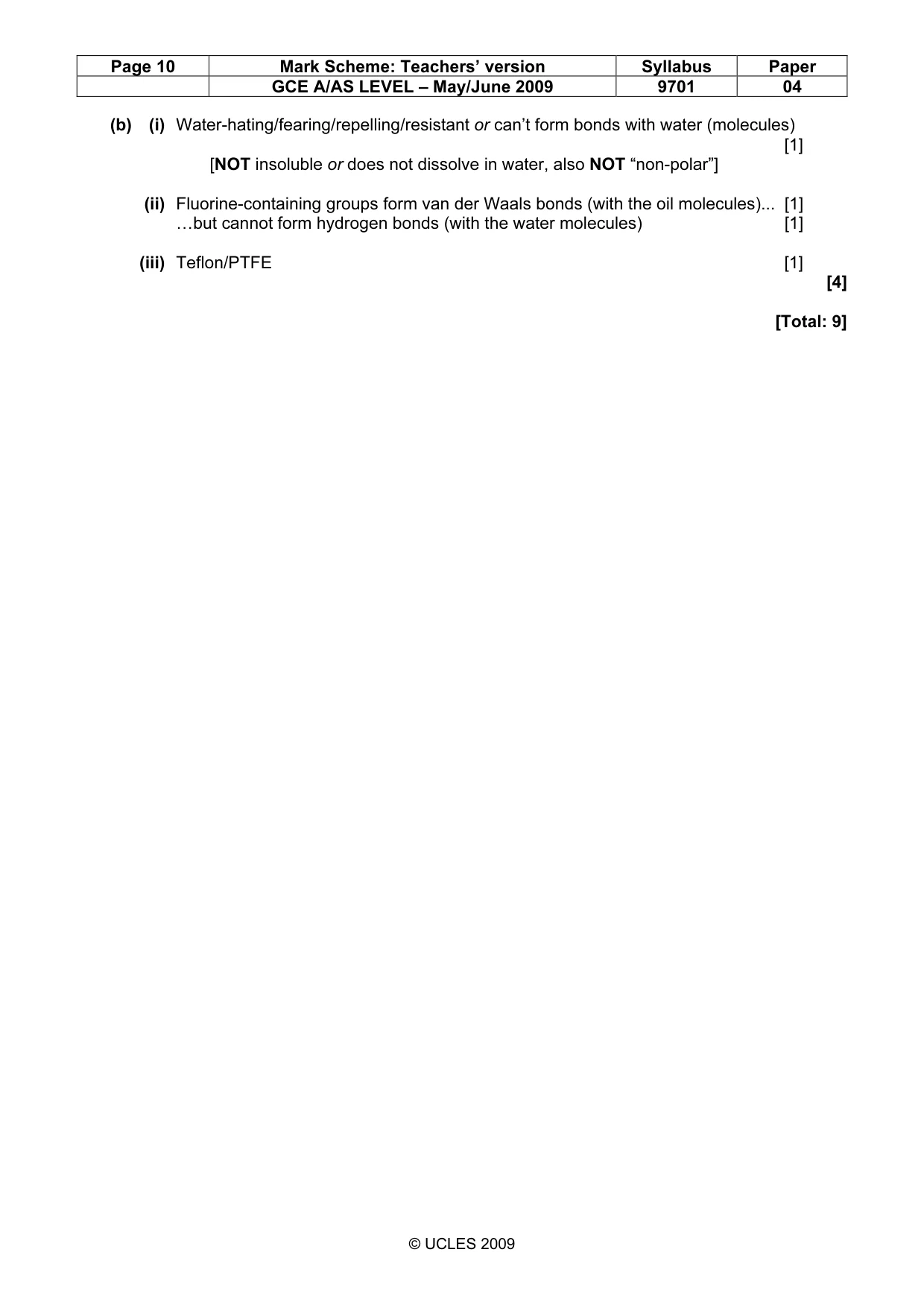 Mark scheme, page 10 of 10
