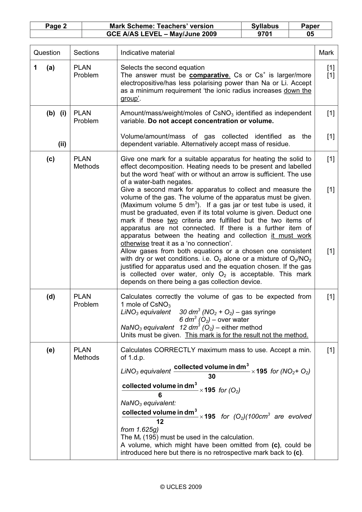 Mark scheme, page 2 of 5