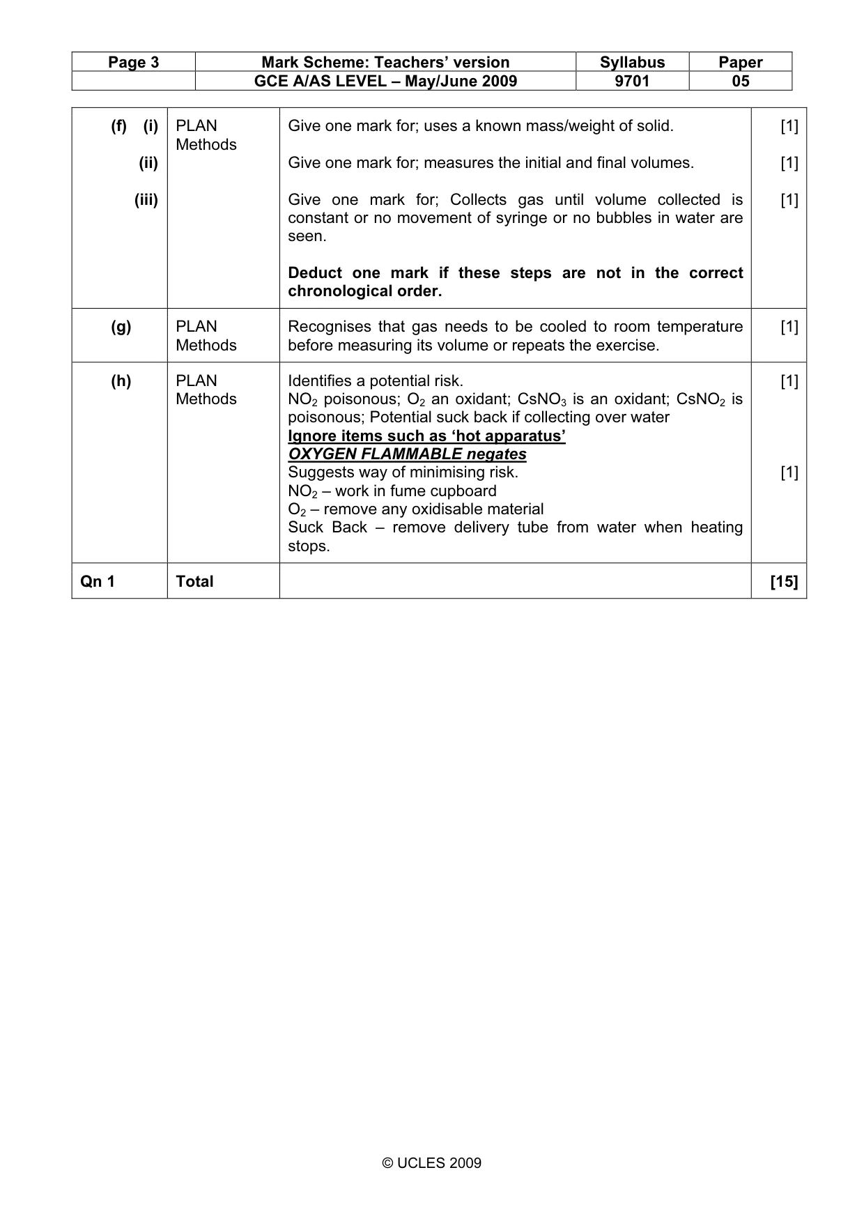 Mark scheme, page 3 of 5