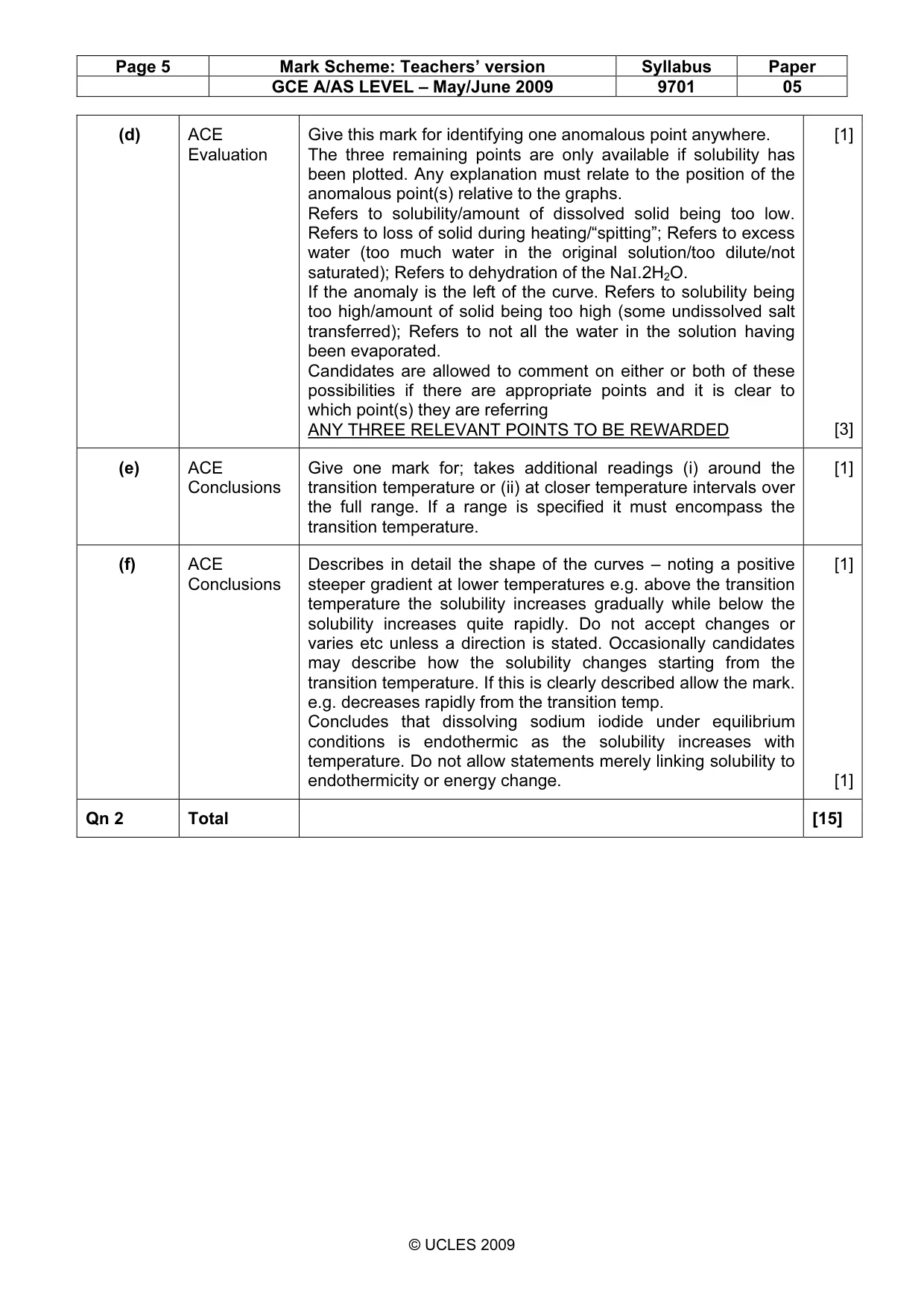 Mark scheme, page 5 of 5