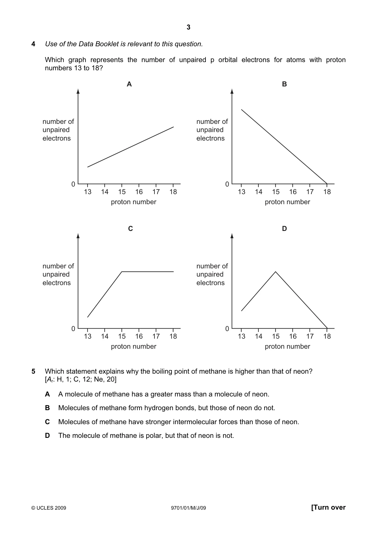Cambridge A Level Chemistry 9701 2009 May/June Paper 1 · Variant 1 question paper, page 3 of 16