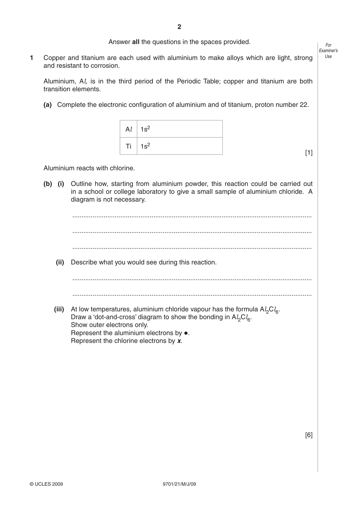 Cambridge A Level Chemistry 9701 2009 May/June Paper 2 · Variant 1 question paper, page 3 of 25