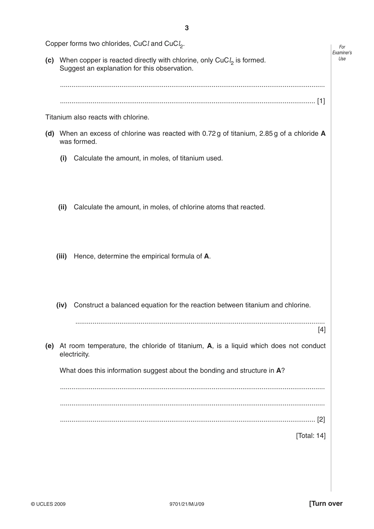 Cambridge A Level Chemistry 9701 2009 May/June Paper 2 · Variant 1 question paper, page 4 of 25