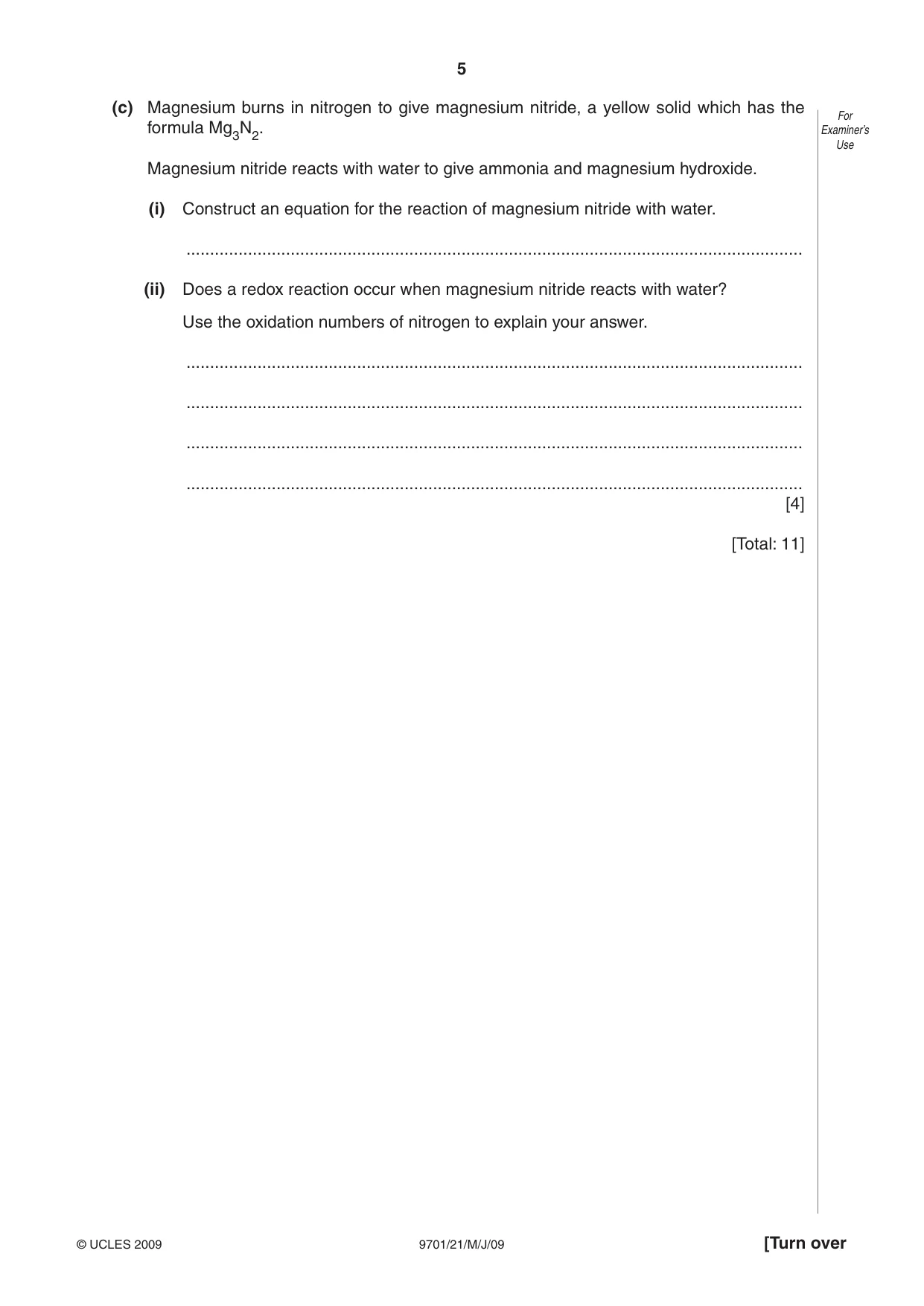 Cambridge A Level Chemistry 9701 2009 May/June Paper 2 · Variant 1 question paper, page 6 of 25