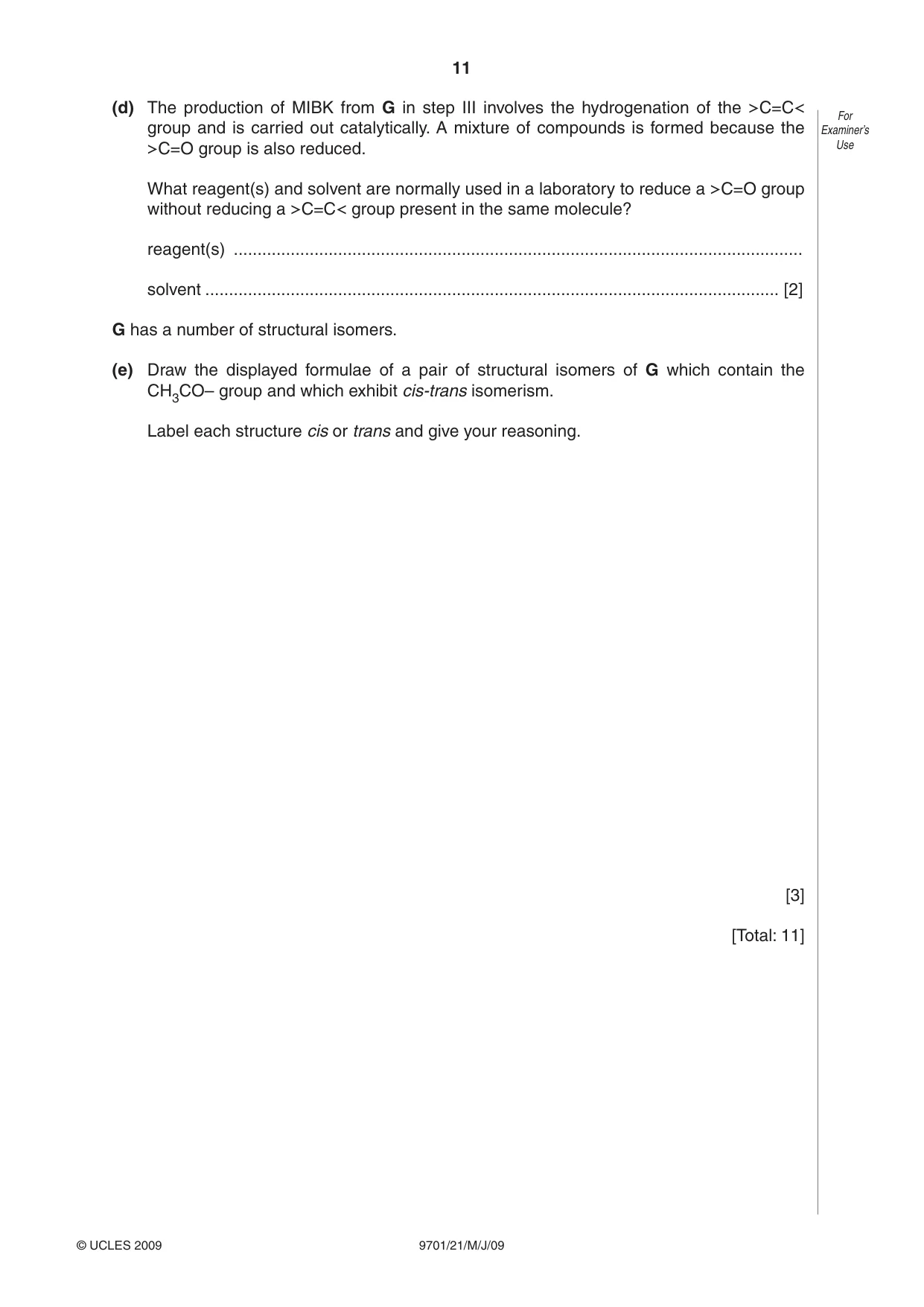 Cambridge A Level Chemistry 9701 2009 May/June Paper 2 · Variant 1 question paper, page 12 of 25