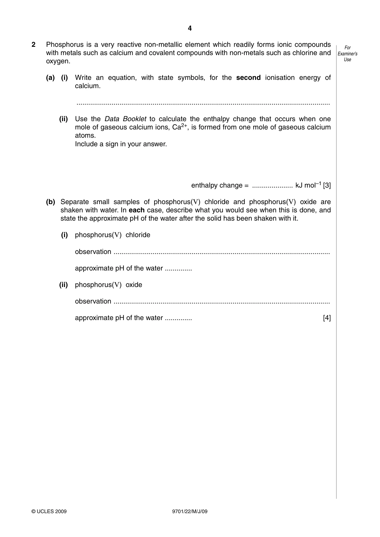 Cambridge A Level Chemistry 9701 2009 May/June Paper 2 · Variant 1 question paper, page 17 of 25