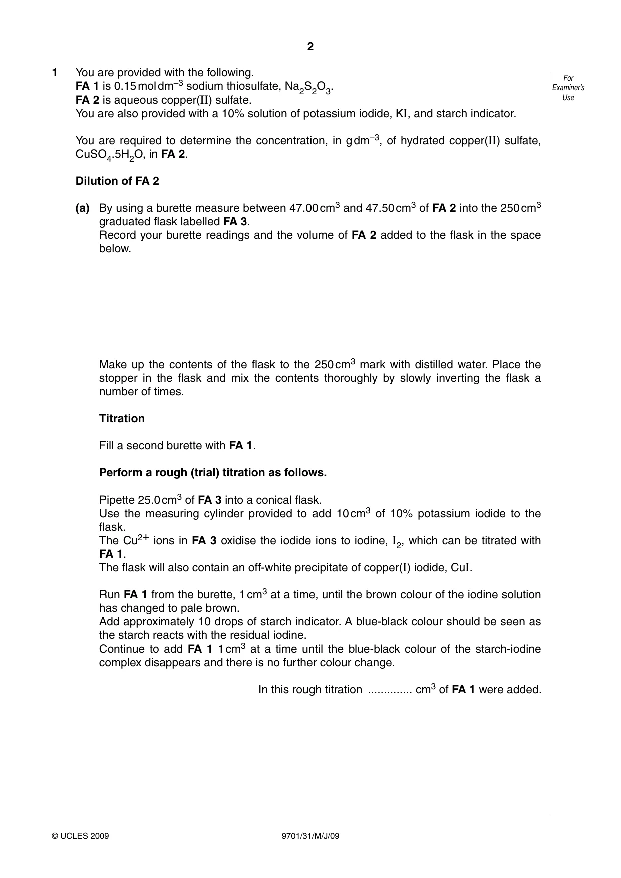 Cambridge A Level Chemistry 9701 2009 May/June Paper 3 · Variant 1 question paper, page 2 of 12