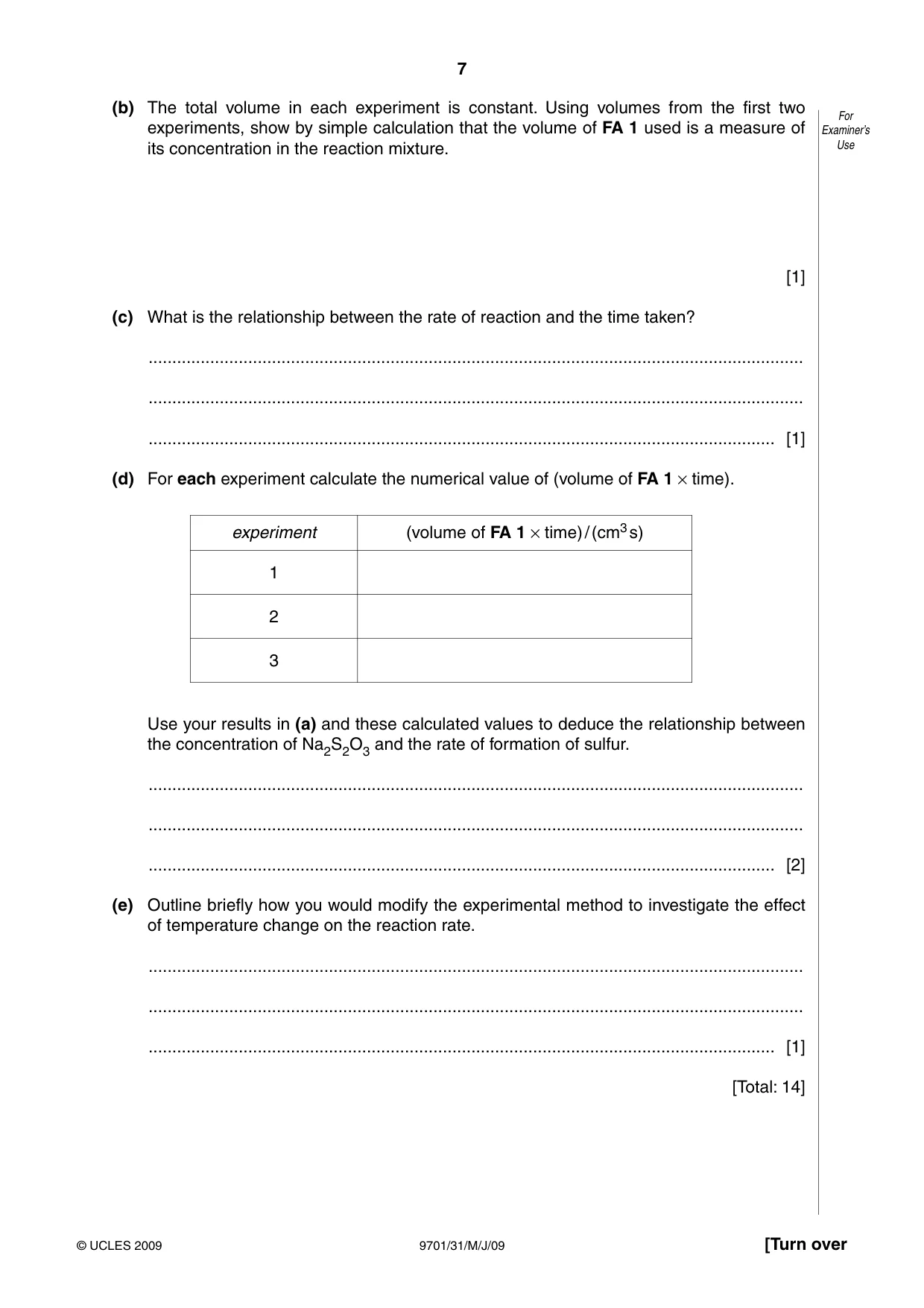 Cambridge A Level Chemistry 9701 2009 May/June Paper 3 · Variant 1 question paper, page 7 of 12