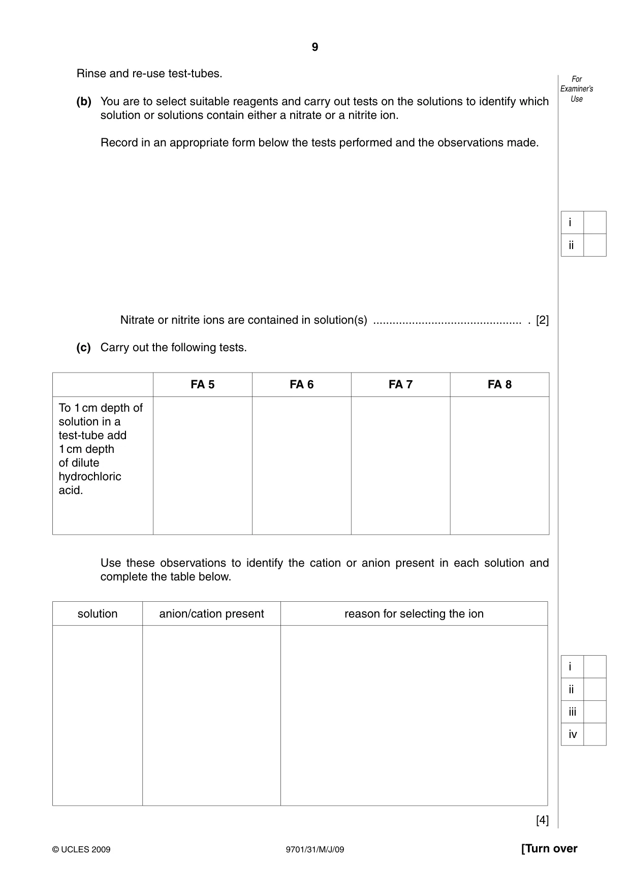 Cambridge A Level Chemistry 9701 2009 May/June Paper 3 · Variant 1 question paper, page 9 of 12