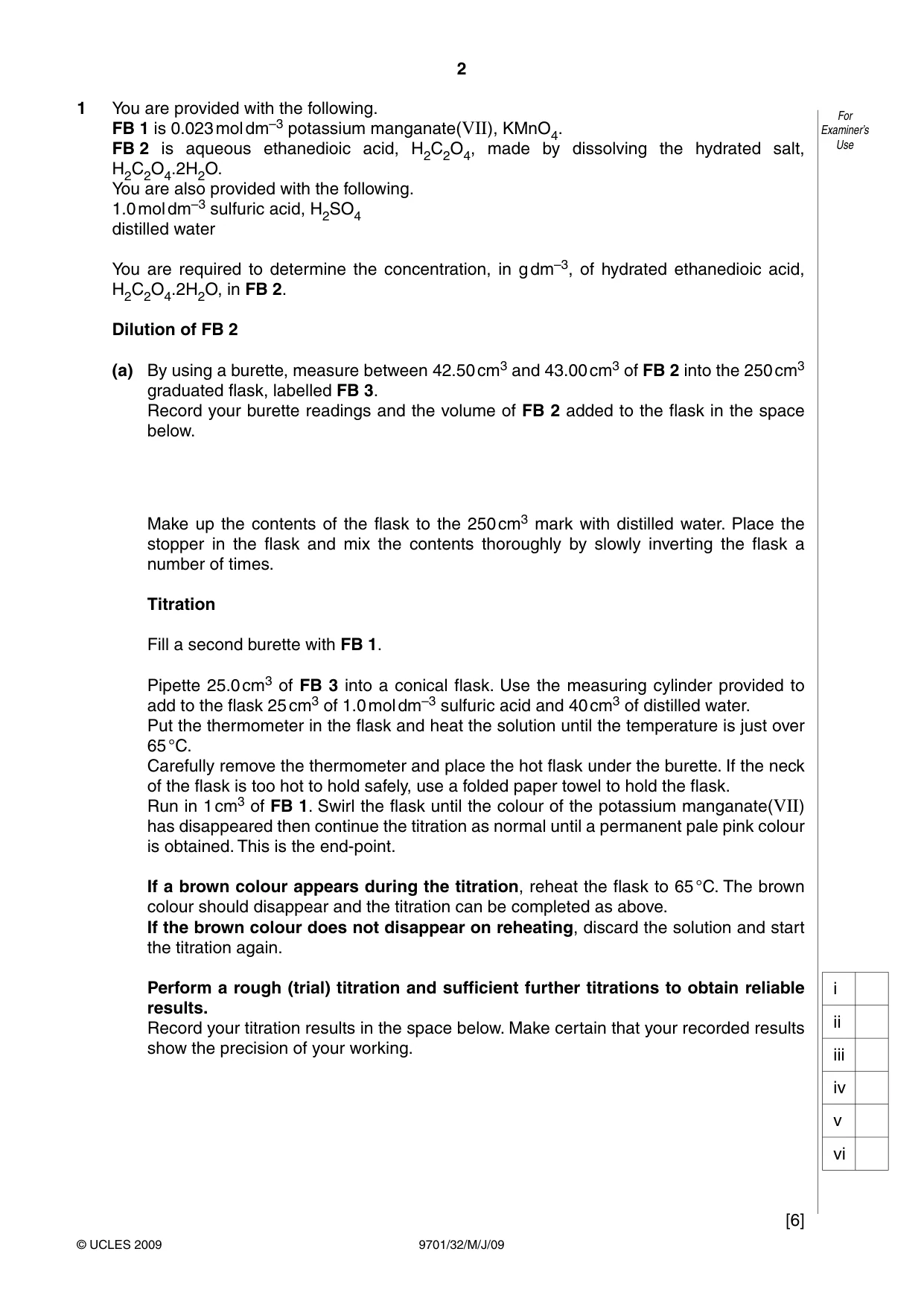 Cambridge A Level Chemistry 9701 2009 May/June Paper 3 · Variant 2 question paper, page 2 of 12