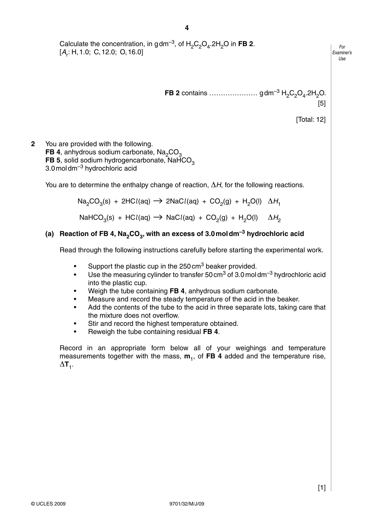 Cambridge A Level Chemistry 9701 2009 May/June Paper 3 · Variant 2 question paper, page 4 of 12