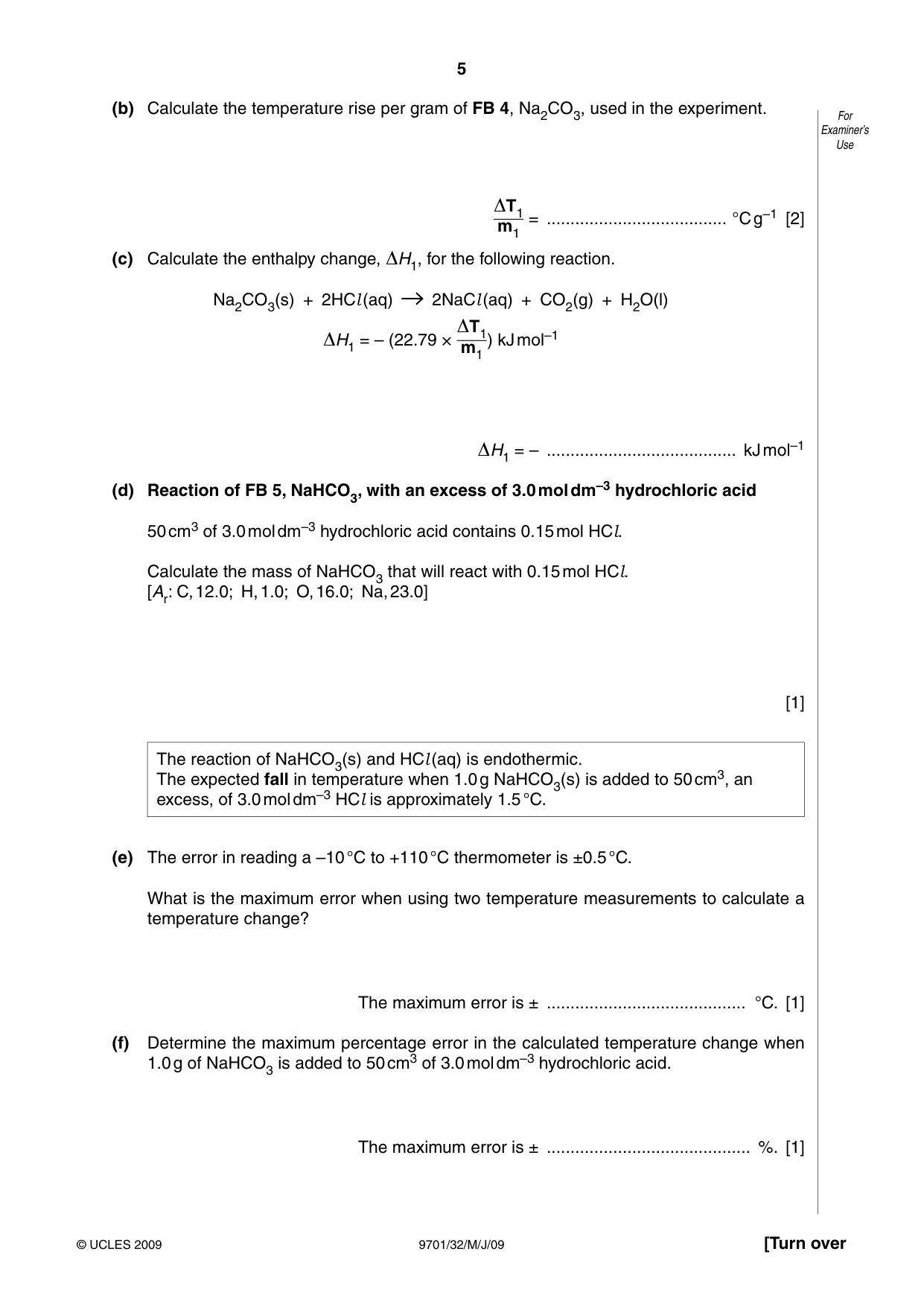 Cambridge A Level Chemistry 9701 2009 May/June Paper 3 · Variant 2 question paper, page 5 of 12
