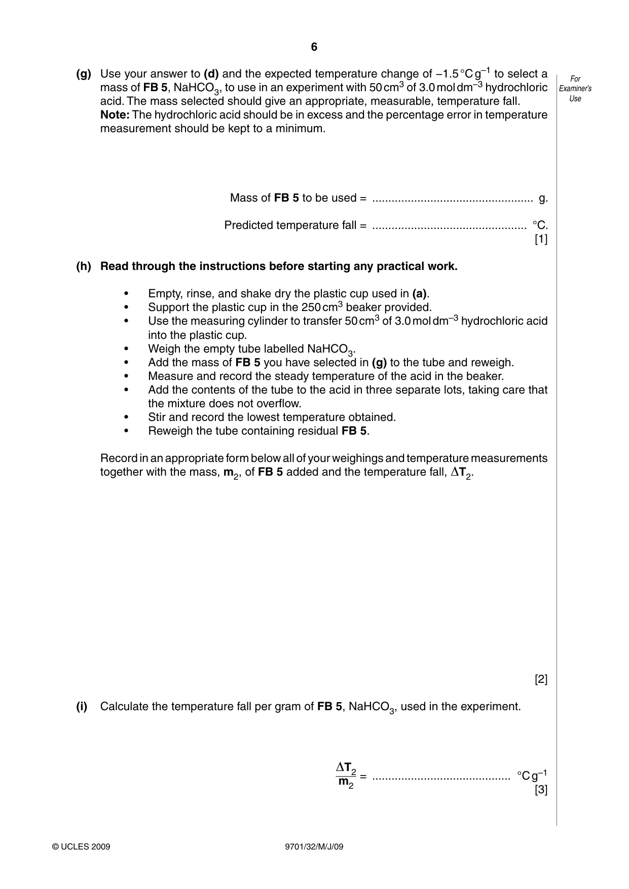 Cambridge A Level Chemistry 9701 2009 May/June Paper 3 · Variant 2 question paper, page 6 of 12