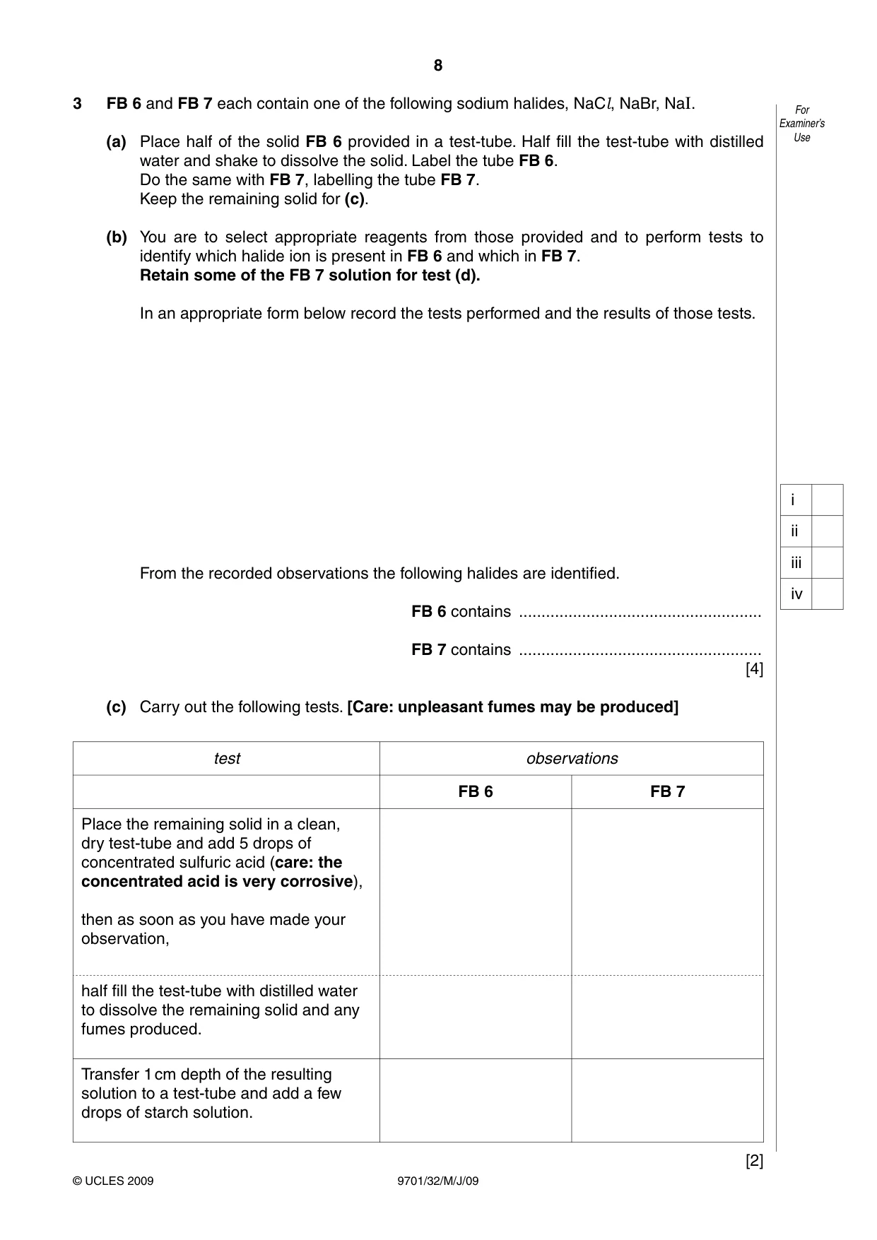 Cambridge A Level Chemistry 9701 2009 May/June Paper 3 · Variant 2 question paper, page 8 of 12