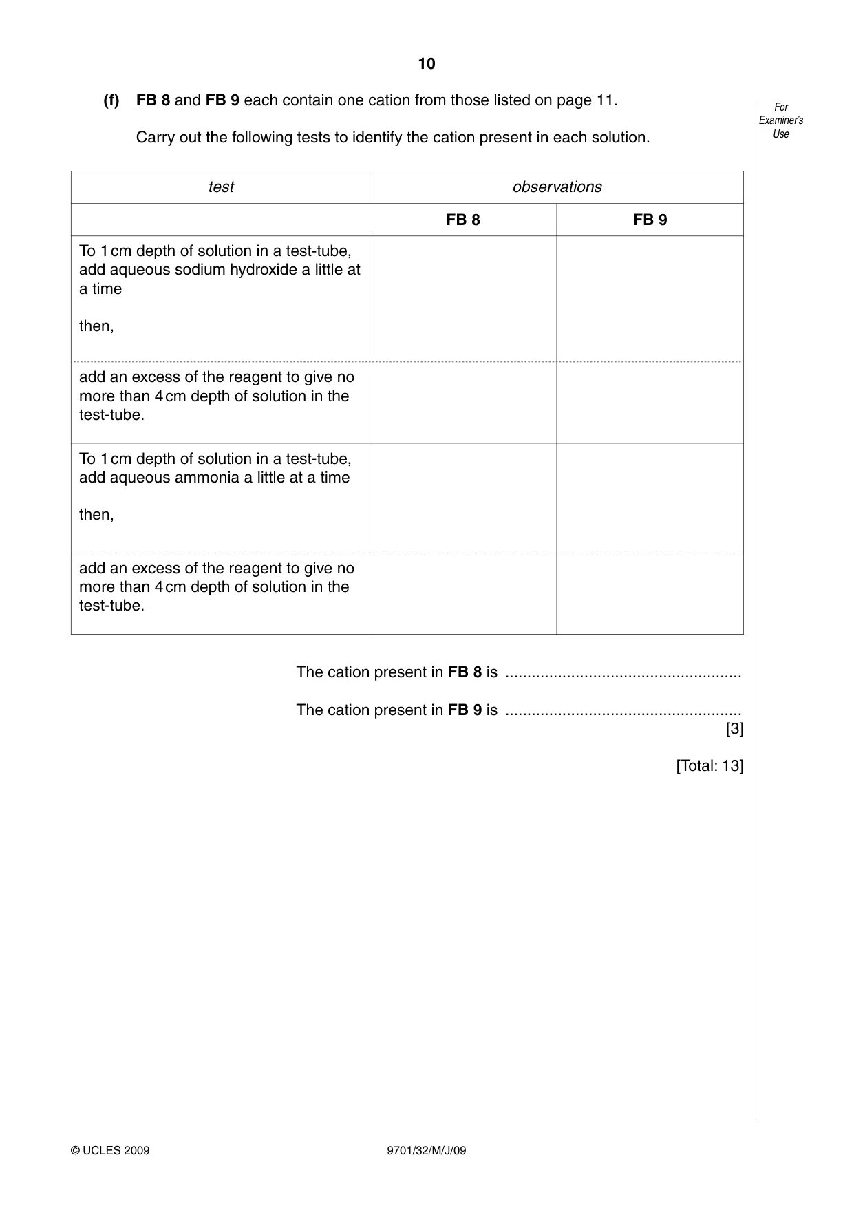 Cambridge A Level Chemistry 9701 2009 May/June Paper 3 · Variant 2 question paper, page 10 of 12