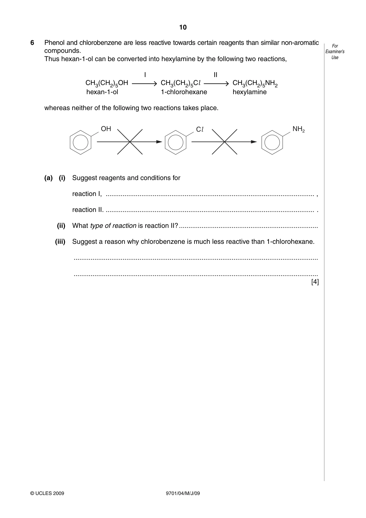 Cambridge A Level Chemistry 9701 2009 May/June Paper 4 · Variant 1 question paper, page 10 of 20