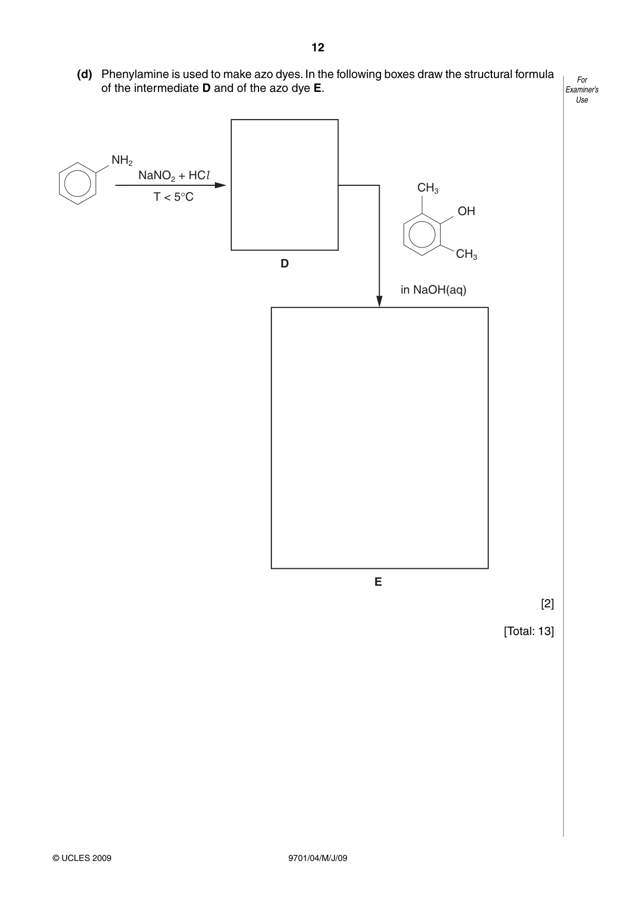 Cambridge A Level Chemistry 9701 2009 May/June Paper 4 · Variant 1 question paper, page 12 of 20