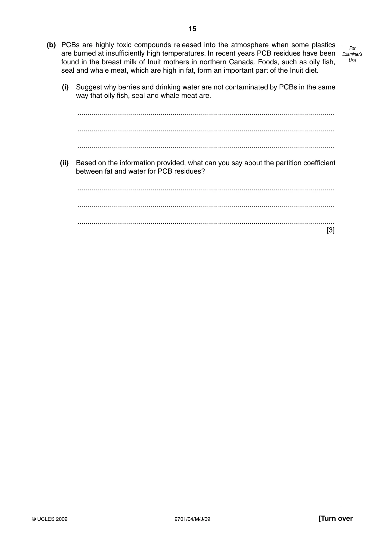 Cambridge A Level Chemistry 9701 2009 May/June Paper 4 · Variant 1 question paper, page 15 of 20