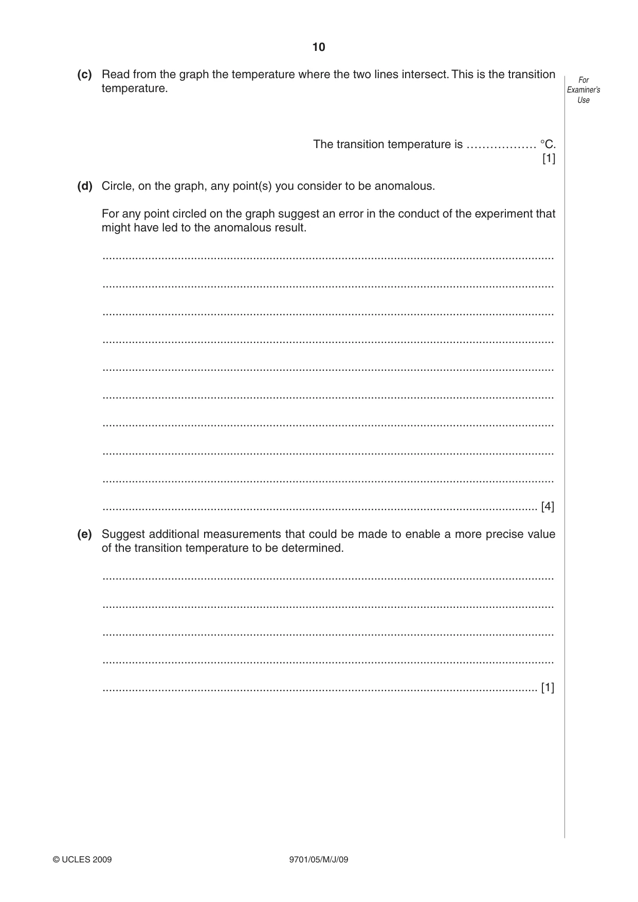 Cambridge A Level Chemistry 9701 2009 May/June Paper 5 · Variant 1 question paper, page 10 of 12