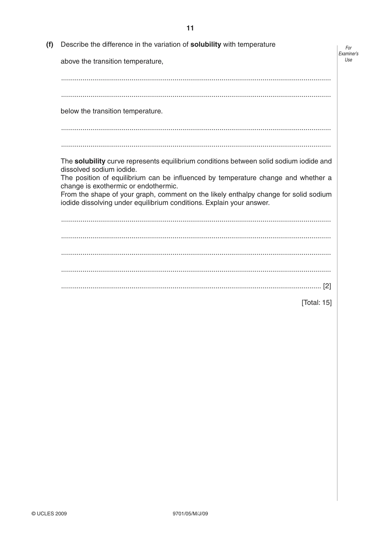Cambridge A Level Chemistry 9701 2009 May/June Paper 5 · Variant 1 question paper, page 11 of 12