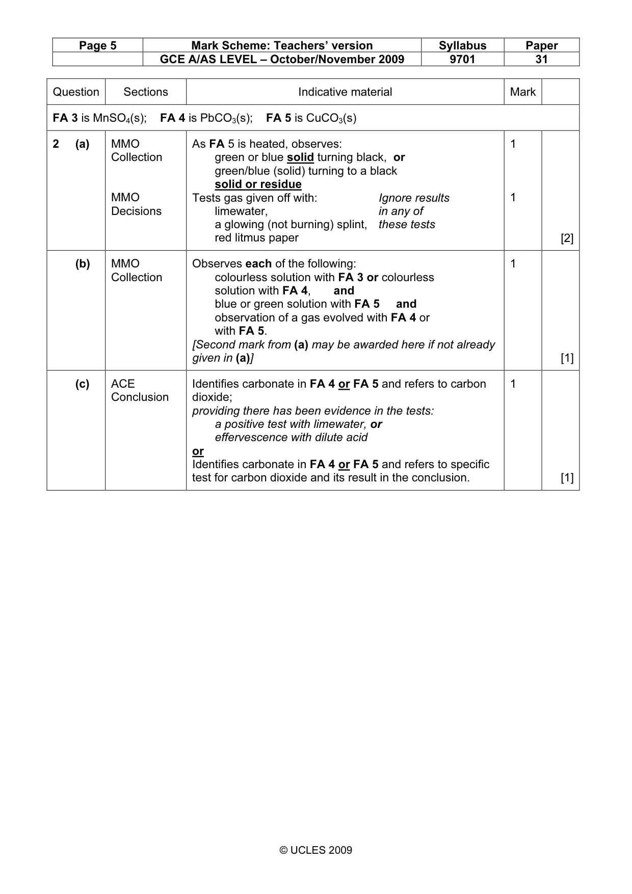Mark scheme, page 5 of 7