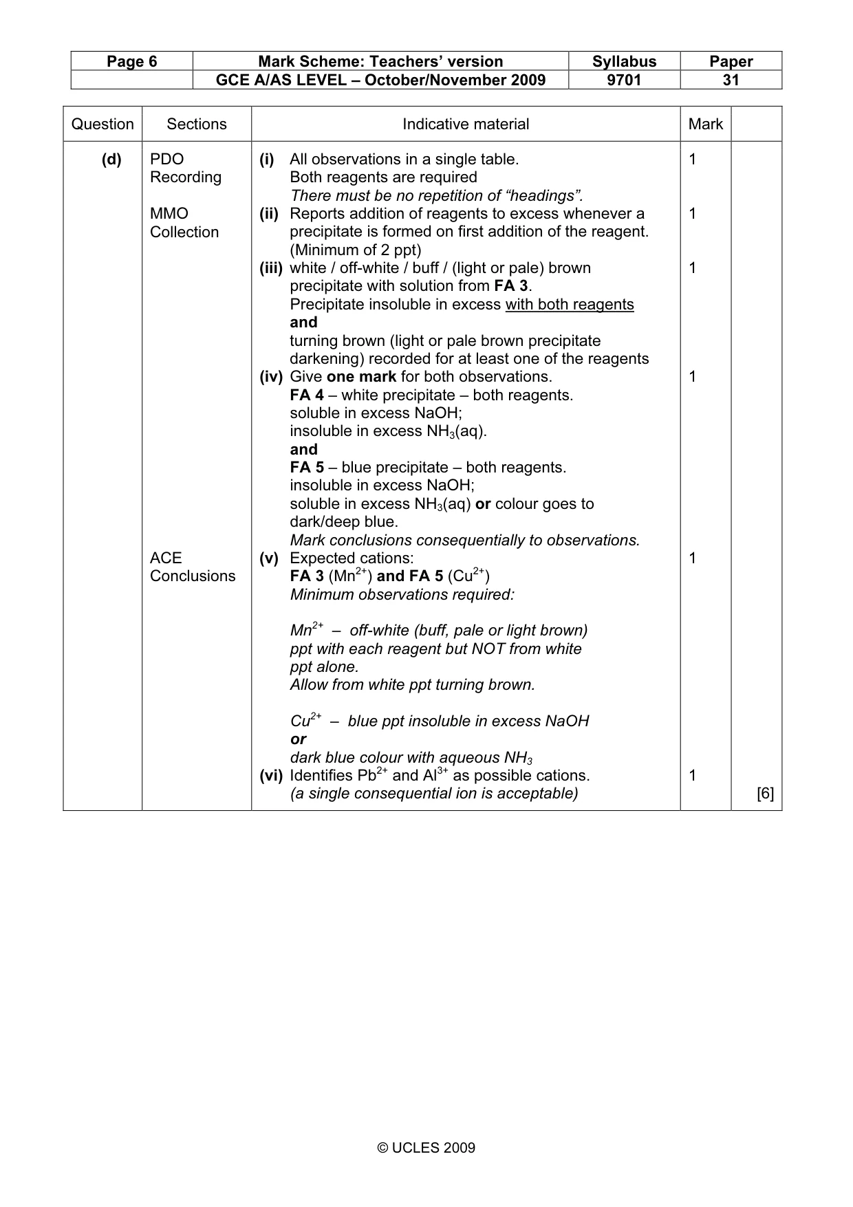 Mark scheme, page 6 of 7