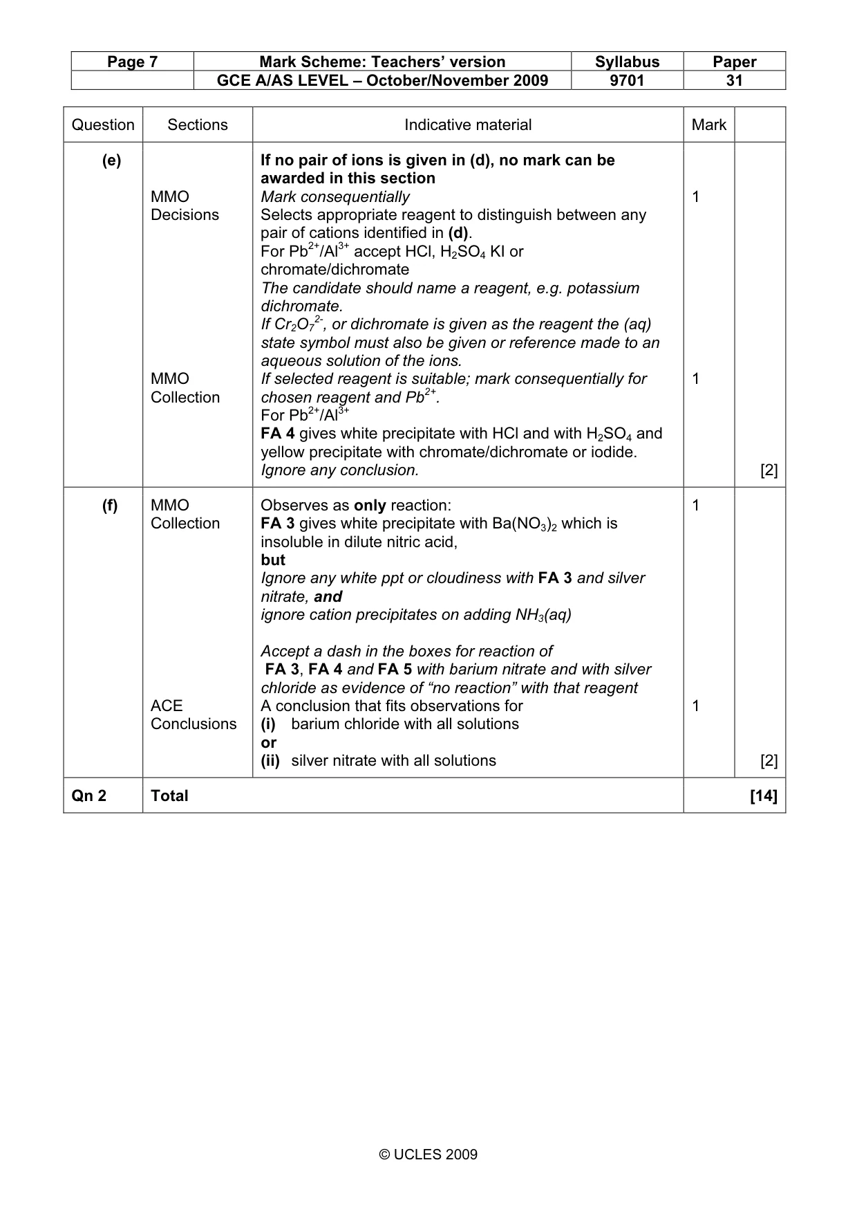 Mark scheme, page 7 of 7