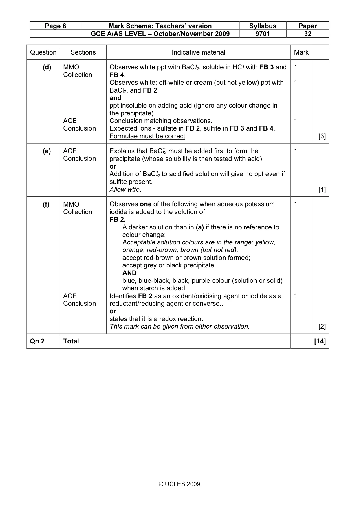 Mark scheme, page 6 of 6
