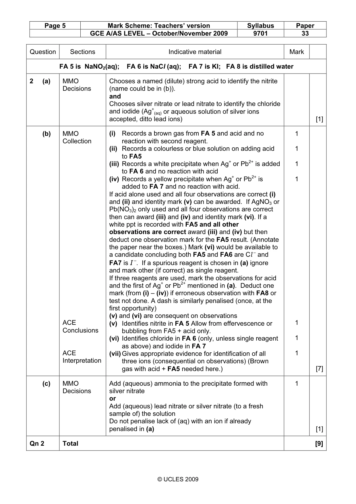 Mark scheme, page 5 of 6