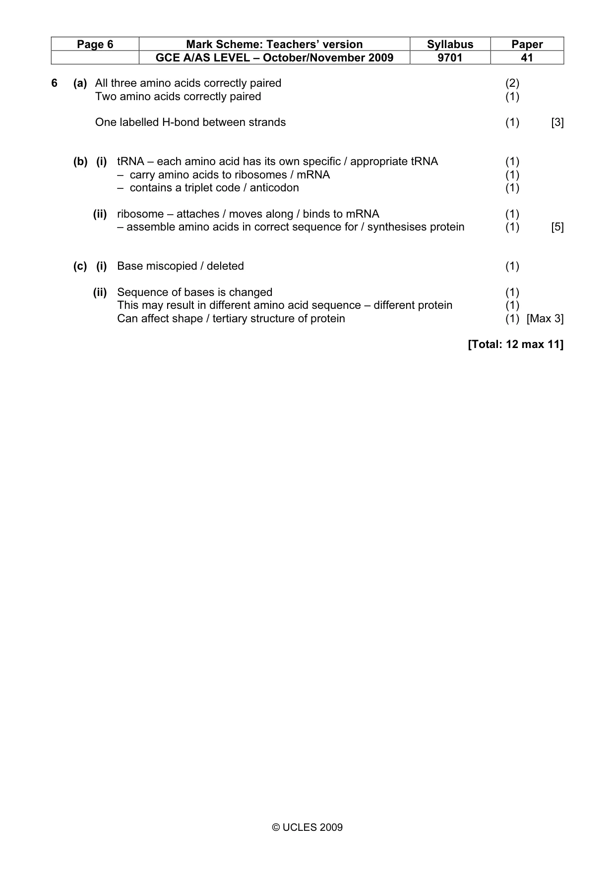 Mark scheme, page 6 of 8