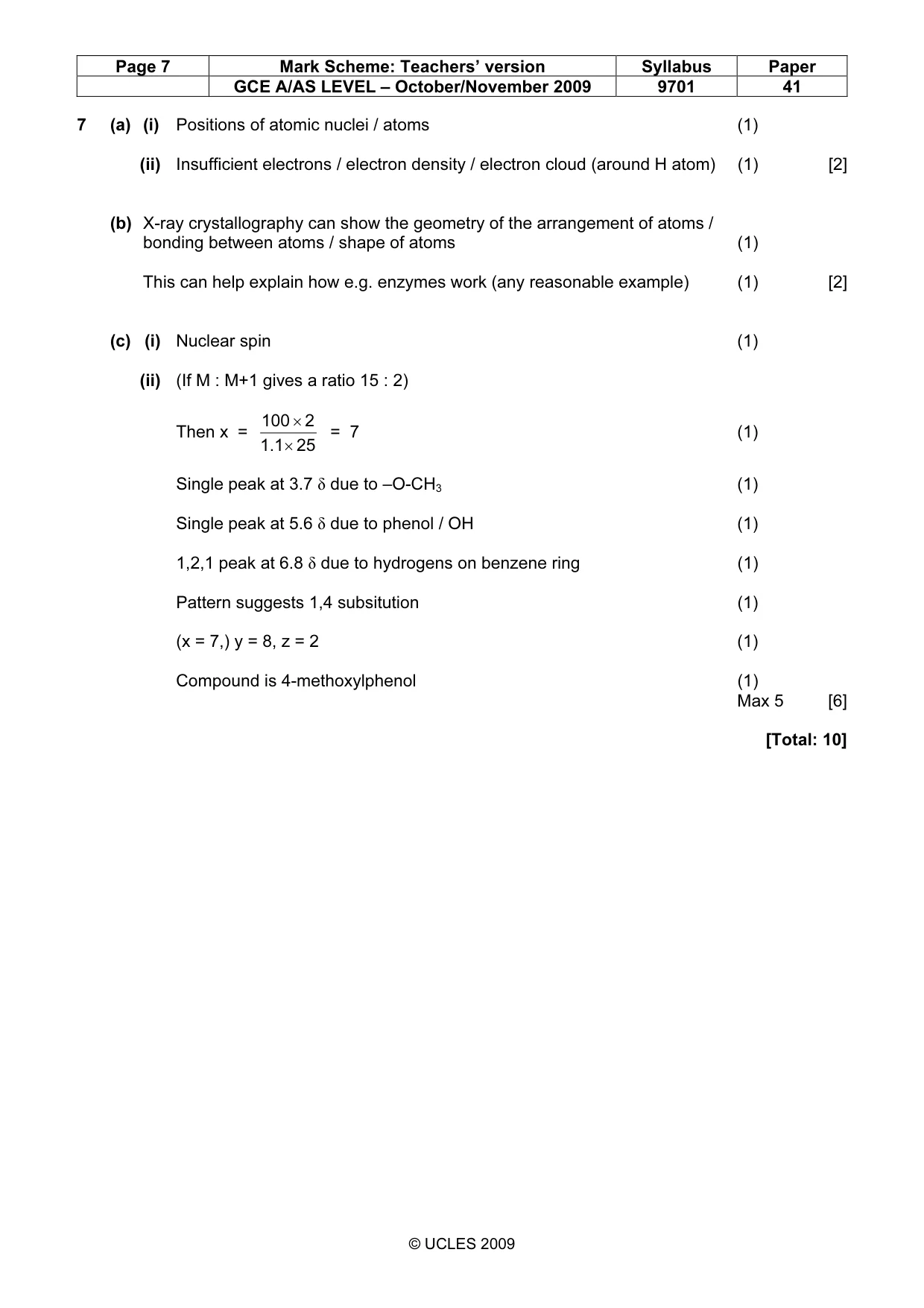 Mark scheme, page 7 of 8