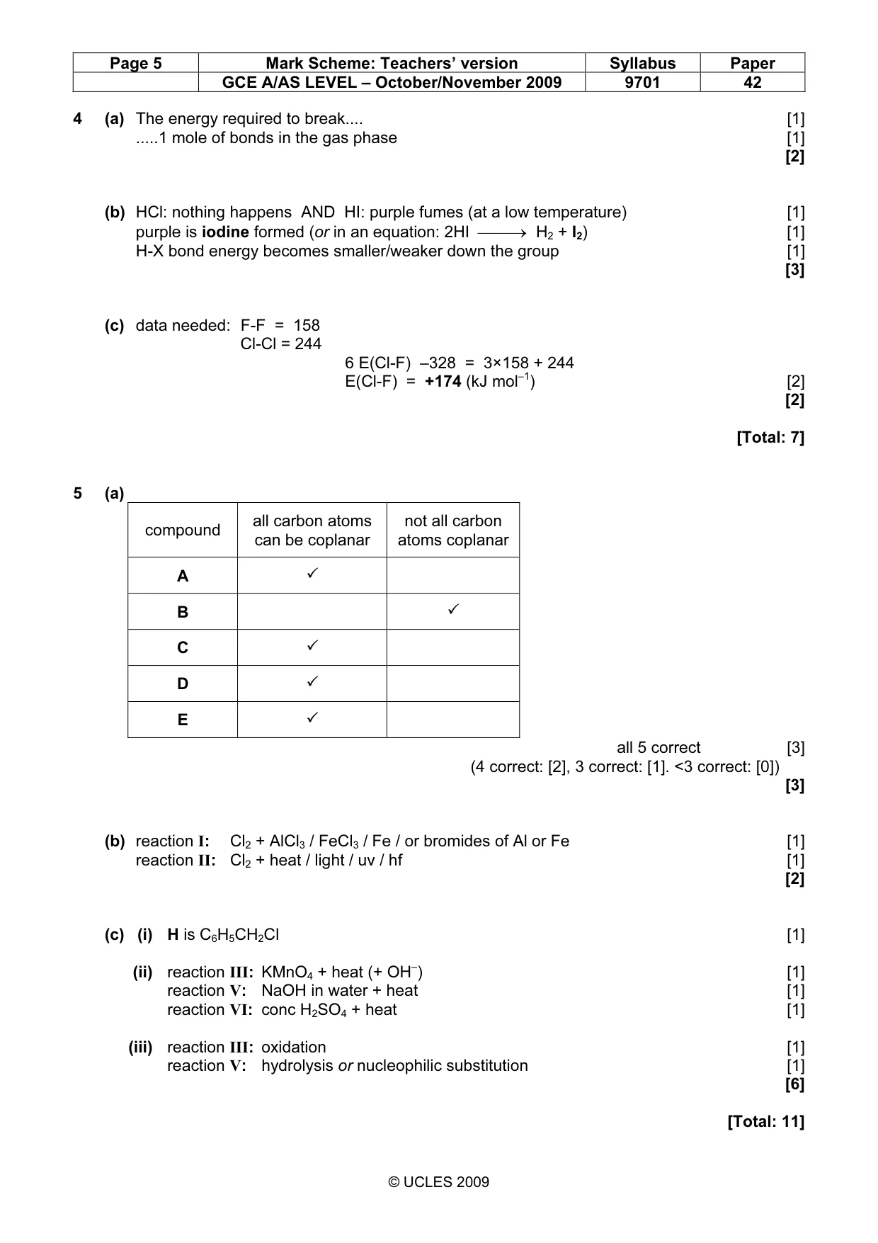 Mark scheme, page 5 of 8