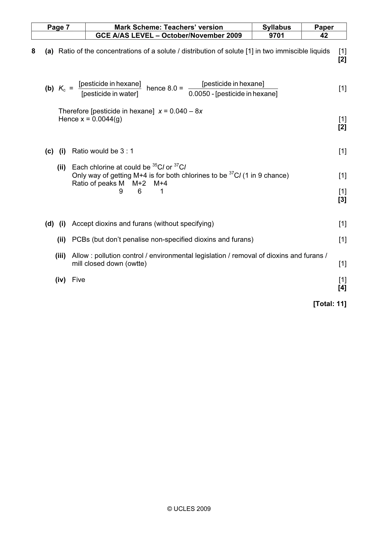 Mark scheme, page 7 of 8