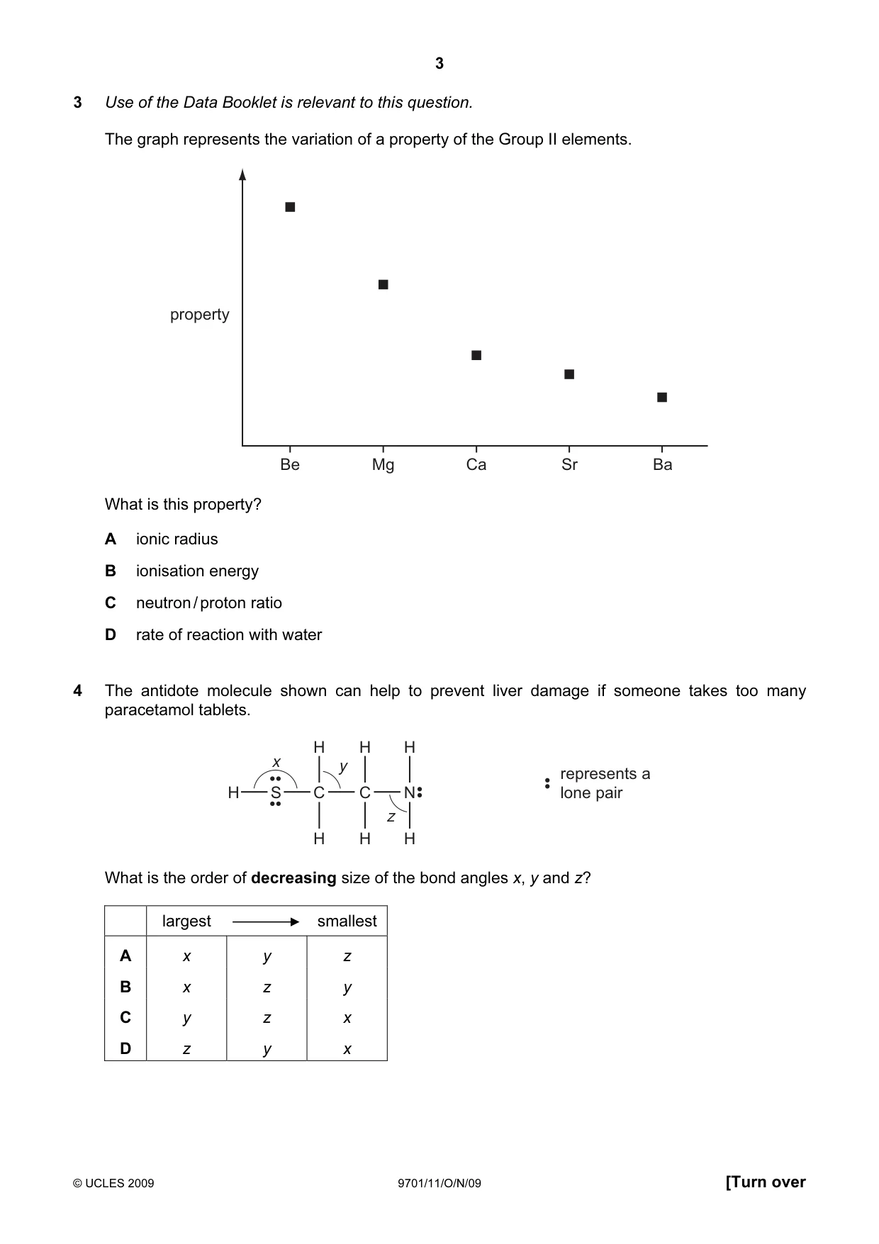 Cambridge A Level Chemistry 9701 2009 Oct/Nov Paper 1 · Variant 1 question paper, page 3 of 16