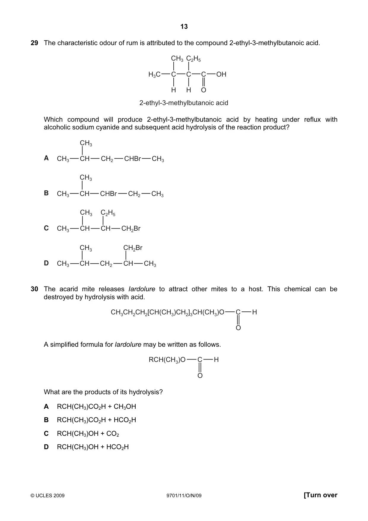 Cambridge A Level Chemistry 9701 2009 Oct/Nov Paper 1 · Variant 1 question paper, page 13 of 16