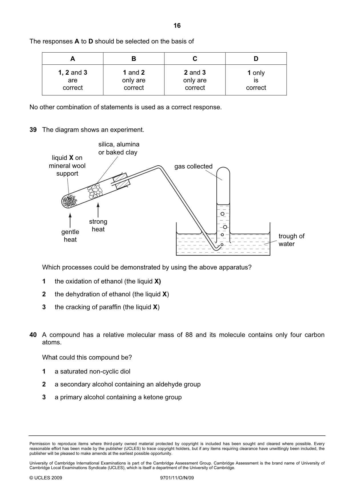 Cambridge A Level Chemistry 9701 2009 Oct/Nov Paper 1 · Variant 1 question paper, page 16 of 16
