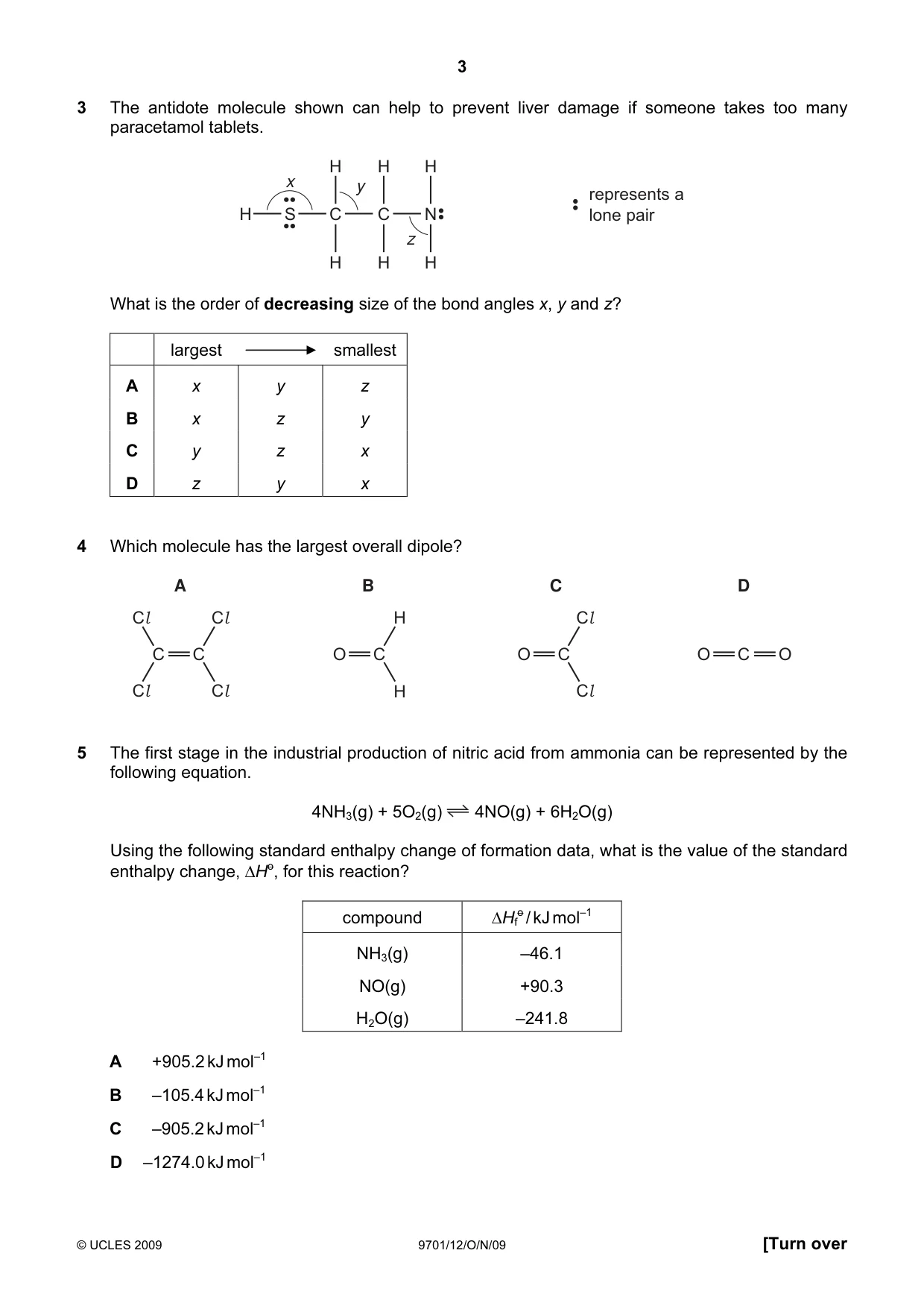 Cambridge A Level Chemistry 9701 2009 Oct/Nov Paper 1 · Variant 2 question paper, page 3 of 16