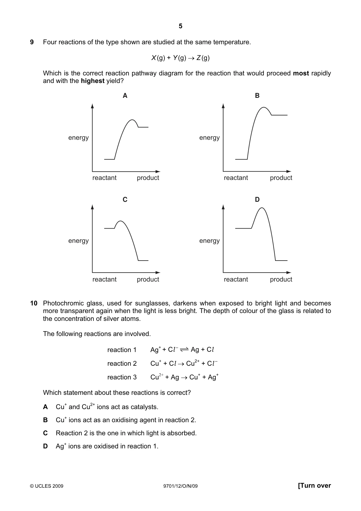 Cambridge A Level Chemistry 9701 2009 Oct/Nov Paper 1 · Variant 2 question paper, page 5 of 16