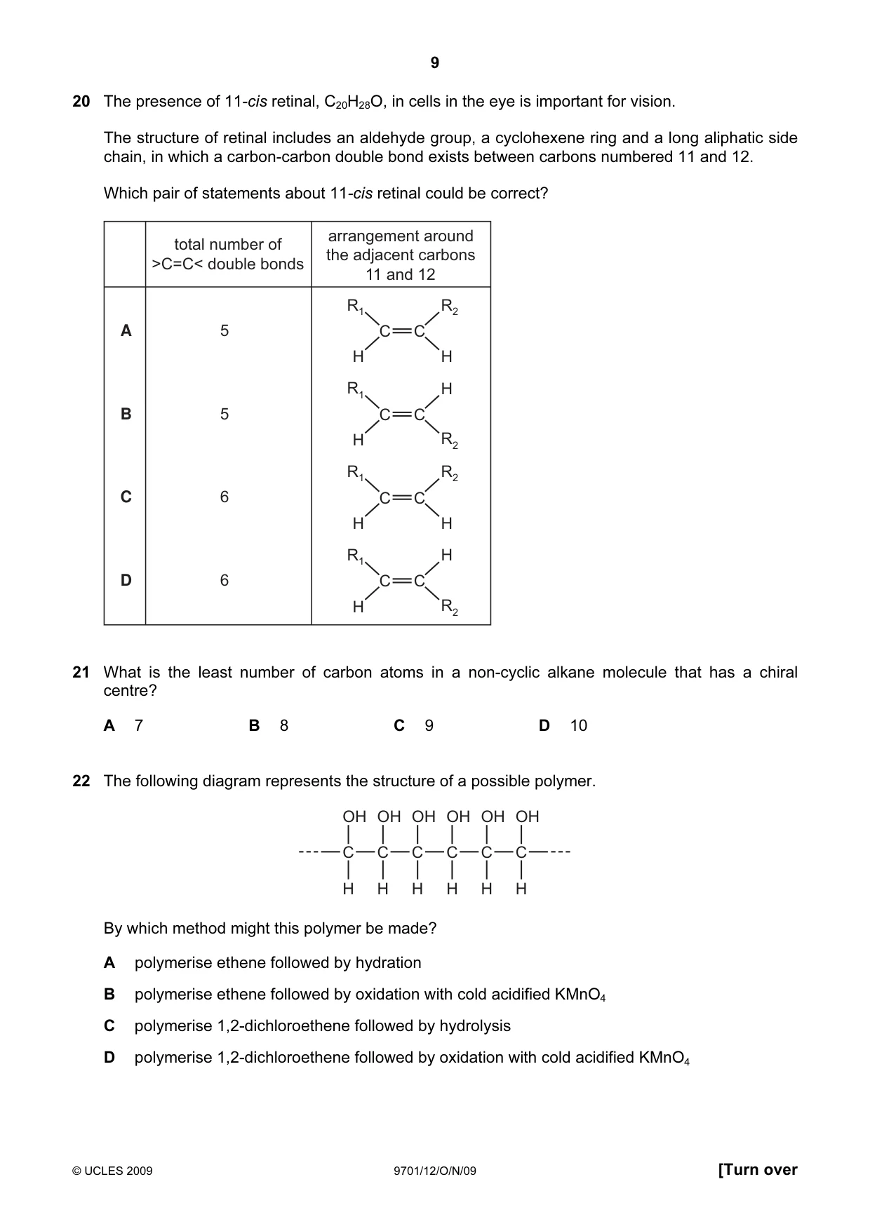 Cambridge A Level Chemistry 9701 2009 Oct/Nov Paper 1 · Variant 2 question paper, page 9 of 16